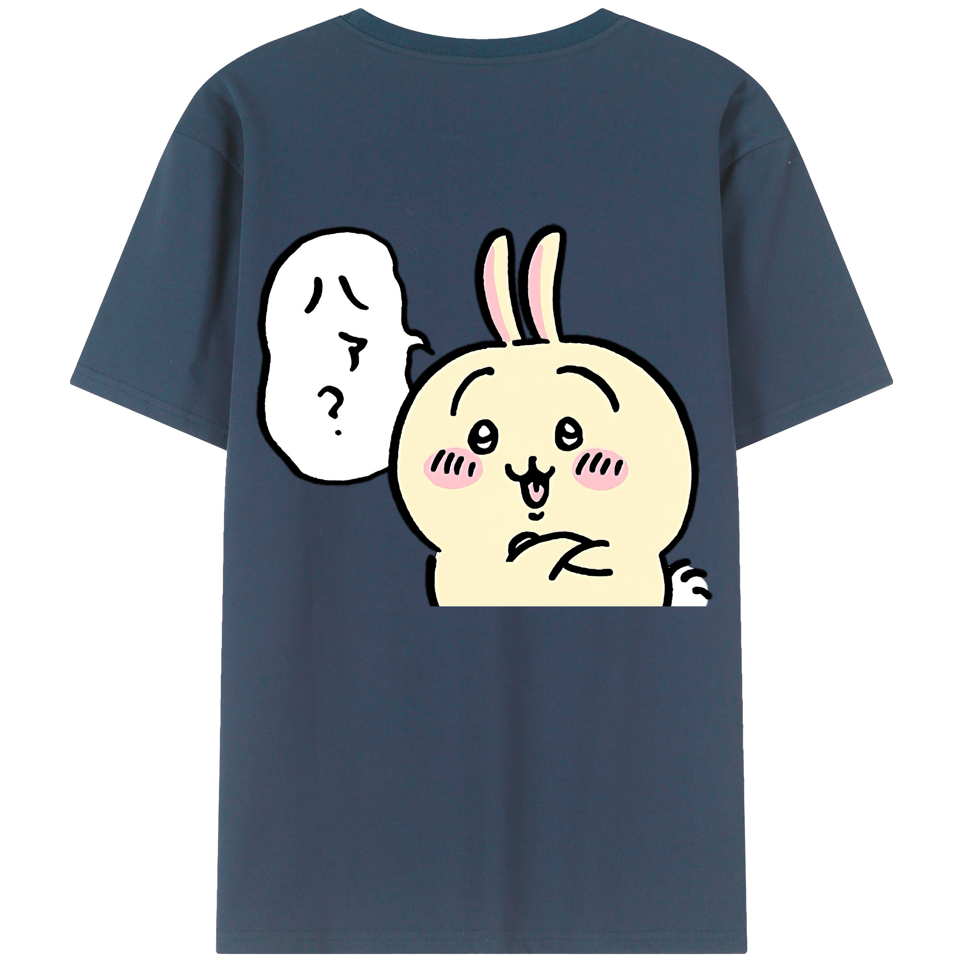 （画像用） ちいかわ うさぎ Chii-kawa usagi 綿100％ メンズ半袖Tシャツ（バックプリント） 通気性