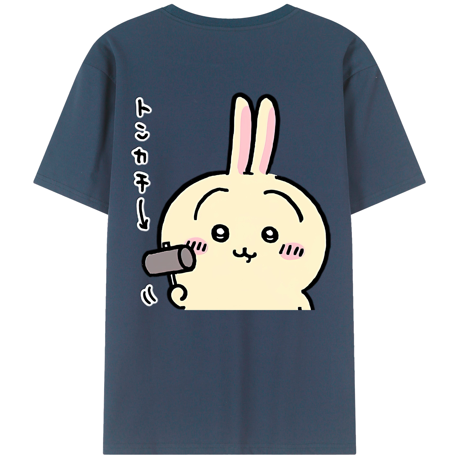 （画像用） ちいかわ うさぎ Chii-kawa usagi 綿100％ メンズ半袖Tシャツ（バックプリント） 通気性