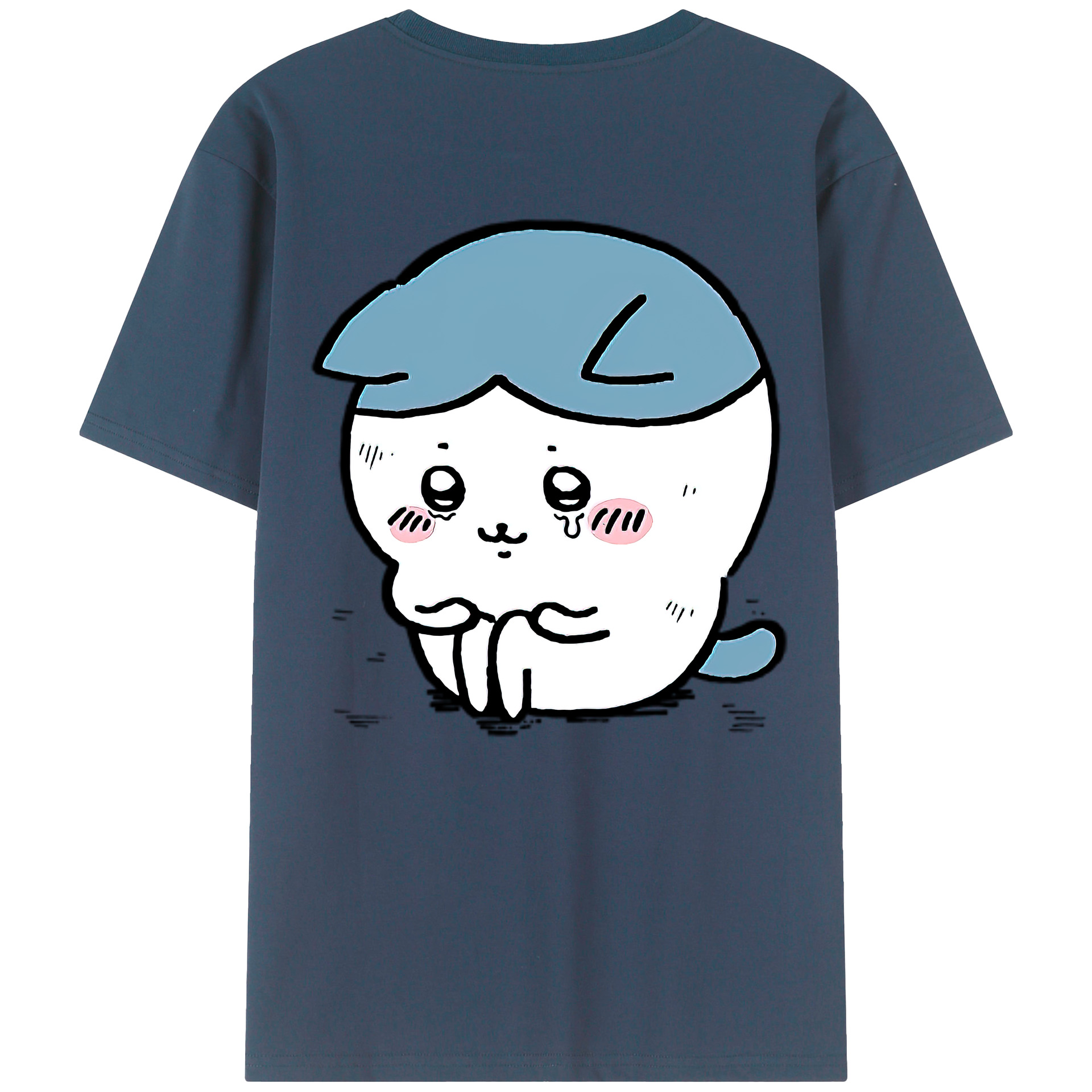 （画像用） ちいかわ ハチワレ Chii-kawa hachiware 綿100％ メンズ半袖Tシャツ（バックプリント） 通気性