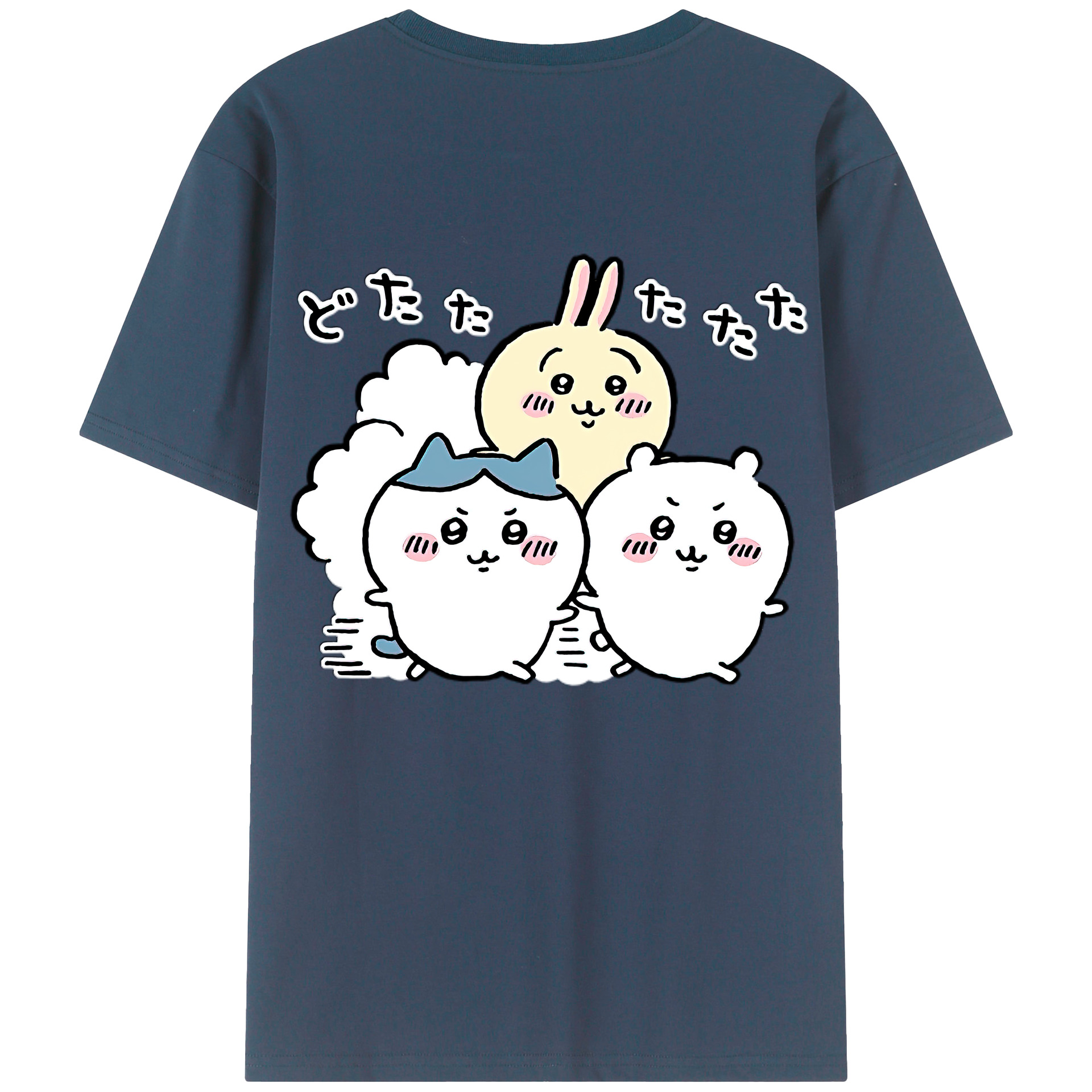 （画像用） ちいかわ ハチワレ Chii-kawa hachiware 綿100％ メンズ半袖Tシャツ（バックプリント） 通気性