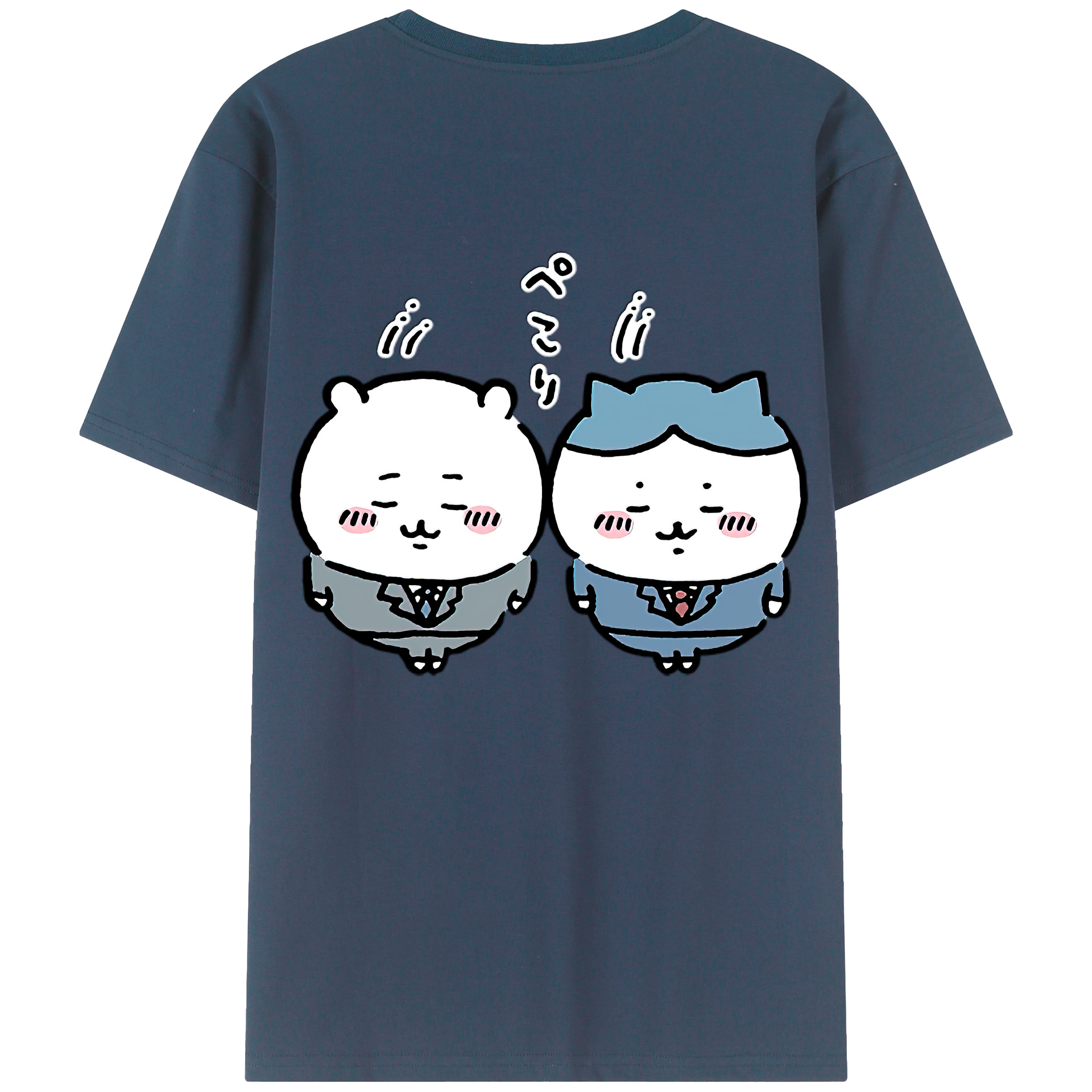 （画像用） ちいかわ ハチワレ Chii-kawa hachiware 綿100％ メンズ半袖Tシャツ（バックプリント） 通気性