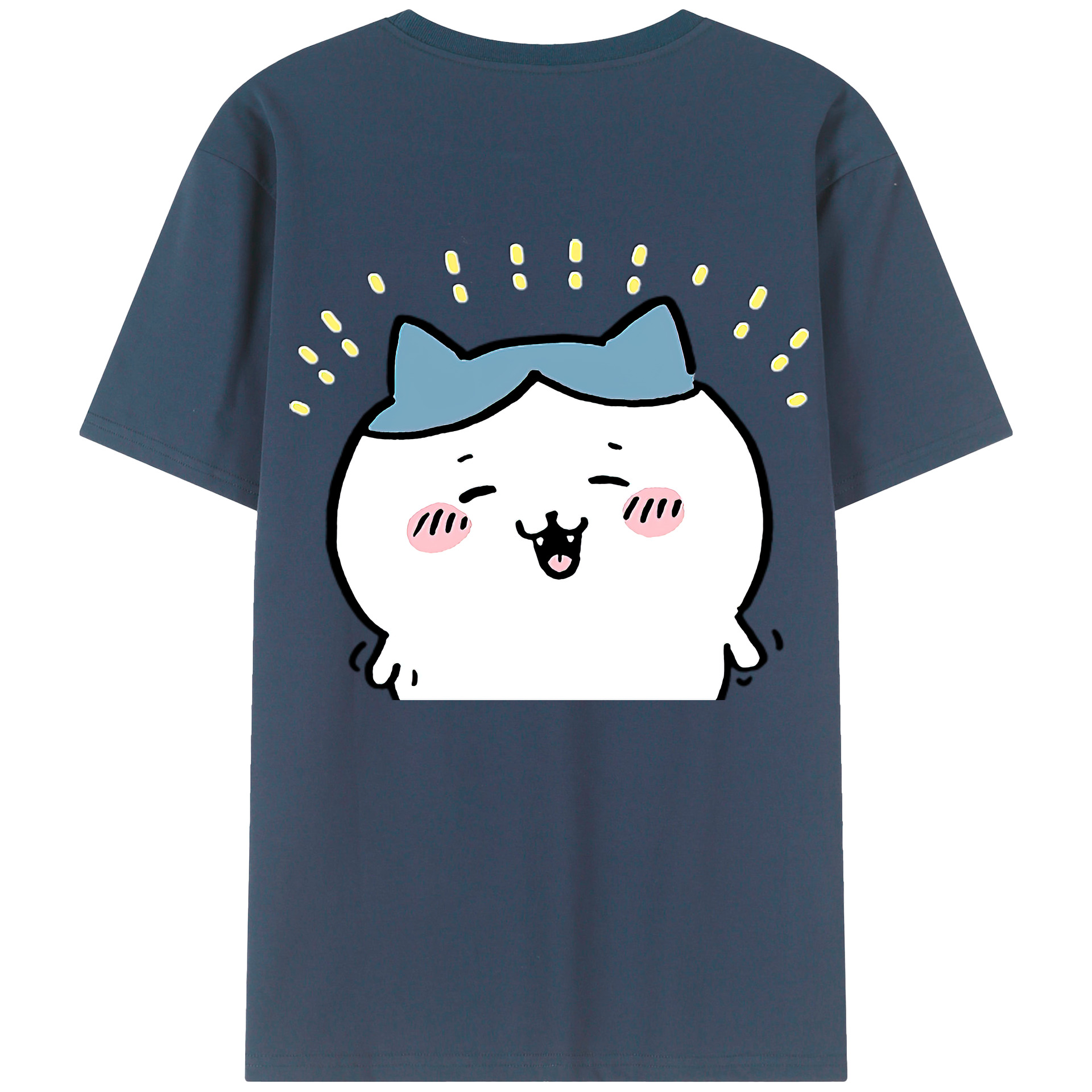（画像用） ちいかわ ハチワレ Chii-kawa hachiware 綿100％ メンズ半袖Tシャツ（バックプリント） 通気性