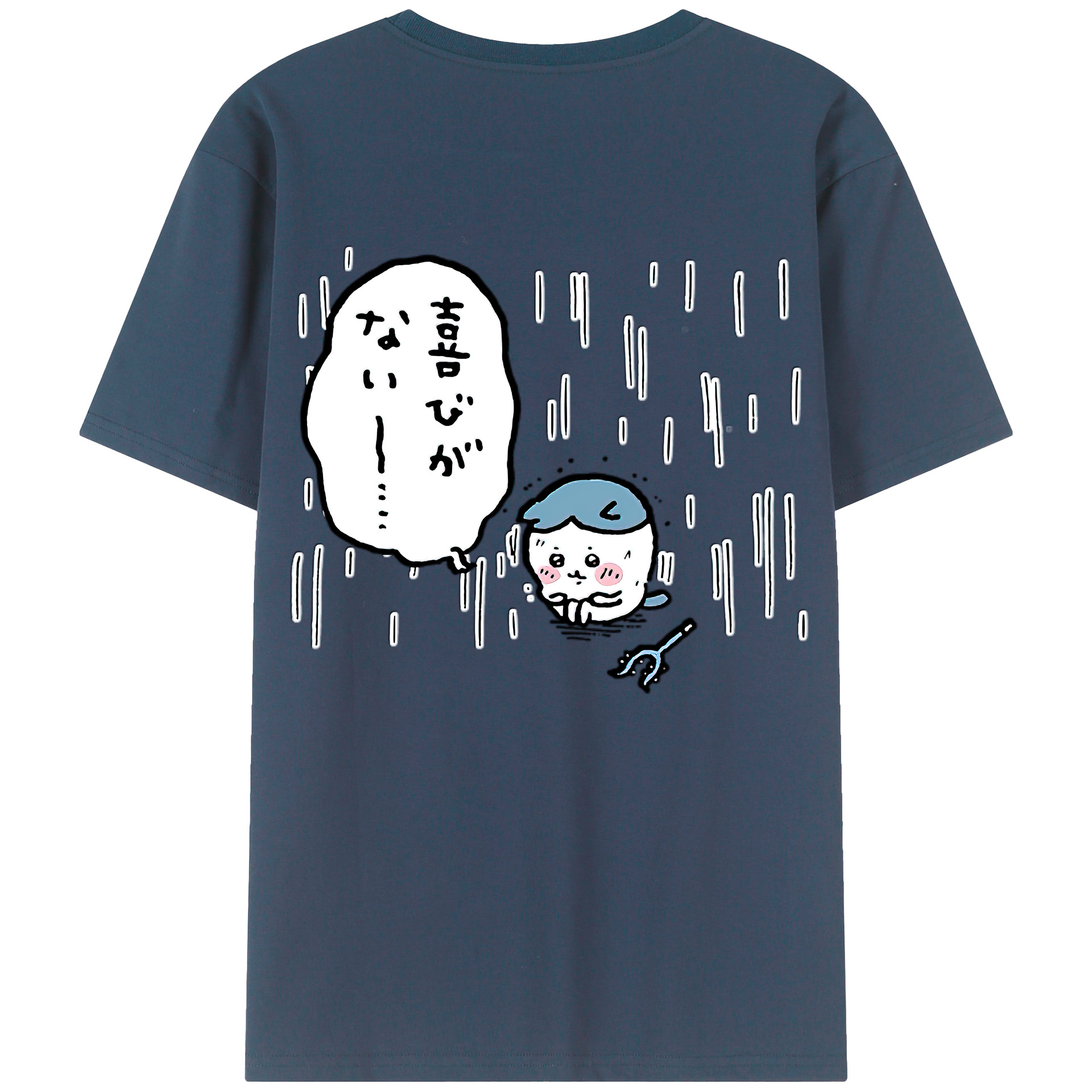 （画像用） ちいかわ ハチワレ Chii-kawa hachiware 綿100％ メンズ半袖Tシャツ（バックプリント） 通気性