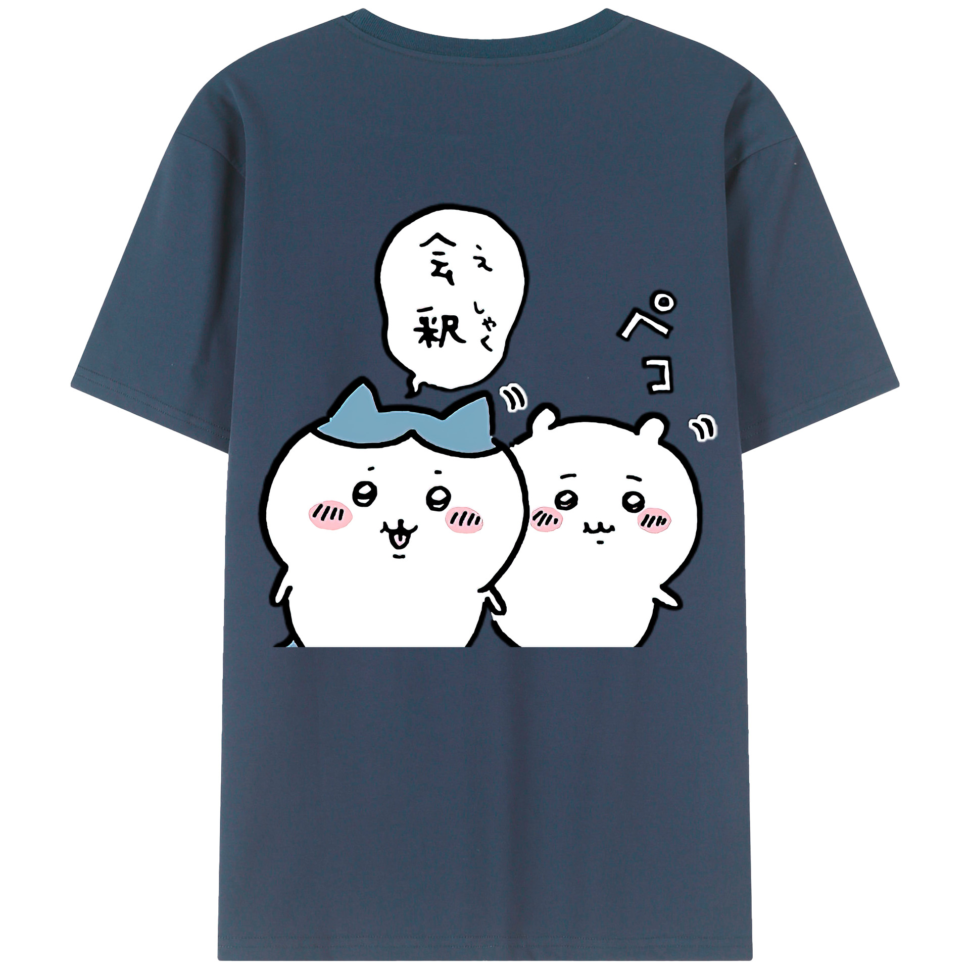 （画像用） ちいかわ ハチワレ Chii-kawa hachiware 綿100％ メンズ半袖Tシャツ（バックプリント） 通気性