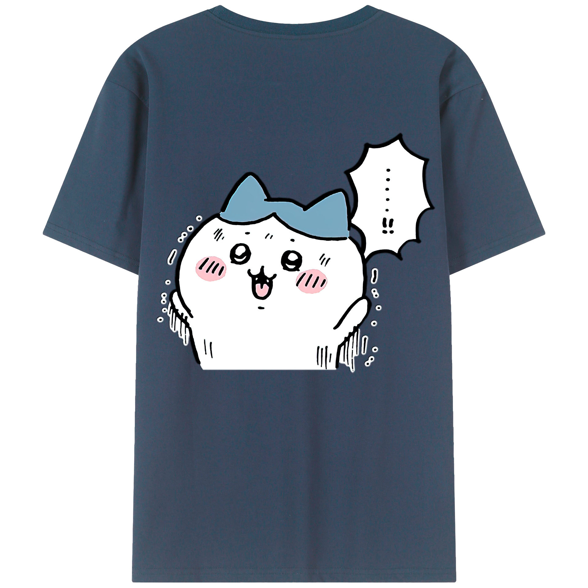 （画像用） ちいかわ ハチワレ Chii-kawa hachiware 綿100％ メンズ半袖Tシャツ（バックプリント） 通気性