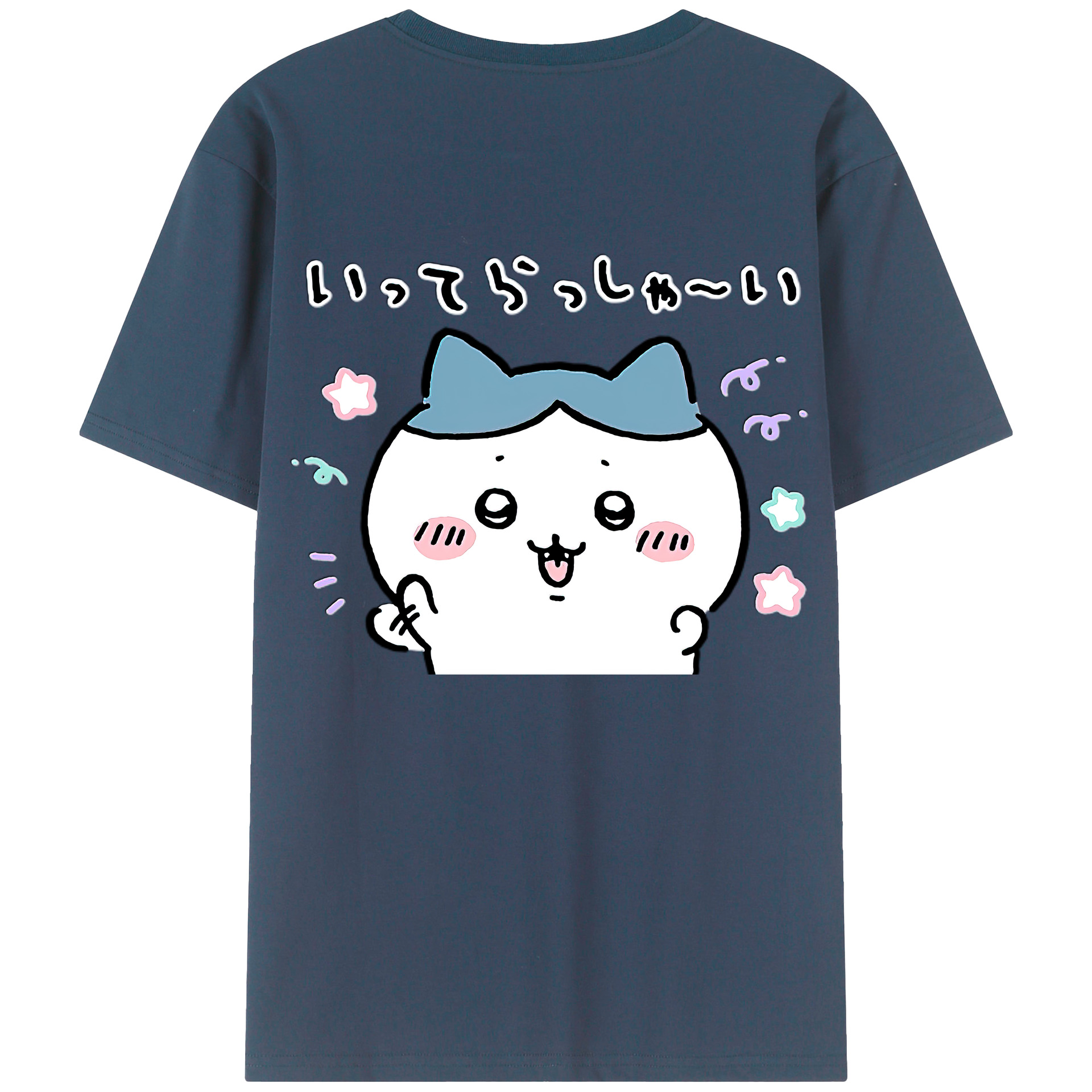 （画像用） ちいかわ ハチワレ Chii-kawa hachiware 綿100％ メンズ半袖Tシャツ（バックプリント） 通気性