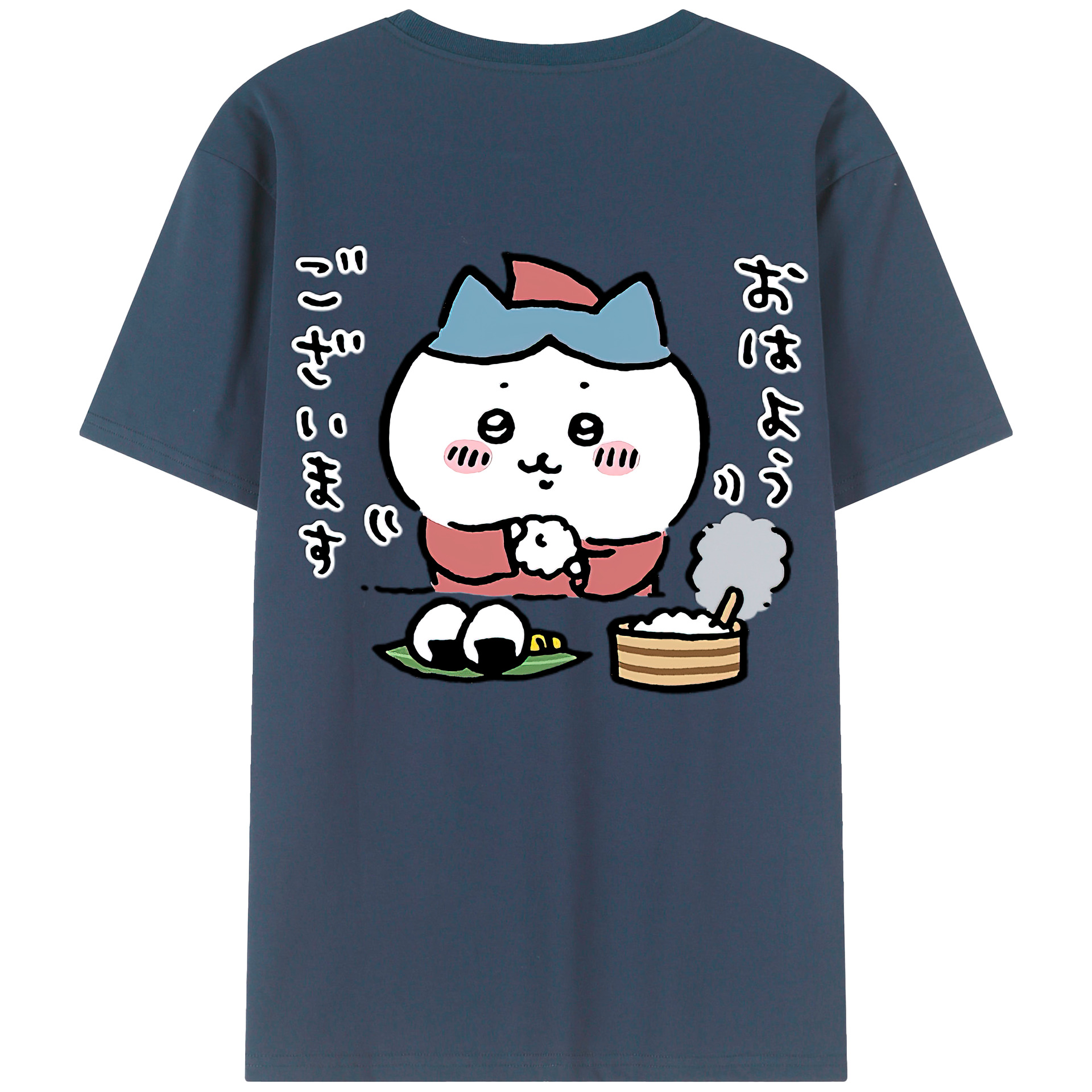 （画像用） ちいかわ ハチワレ Chii-kawa hachiware 綿100％ メンズ半袖Tシャツ（バックプリント） 通気性