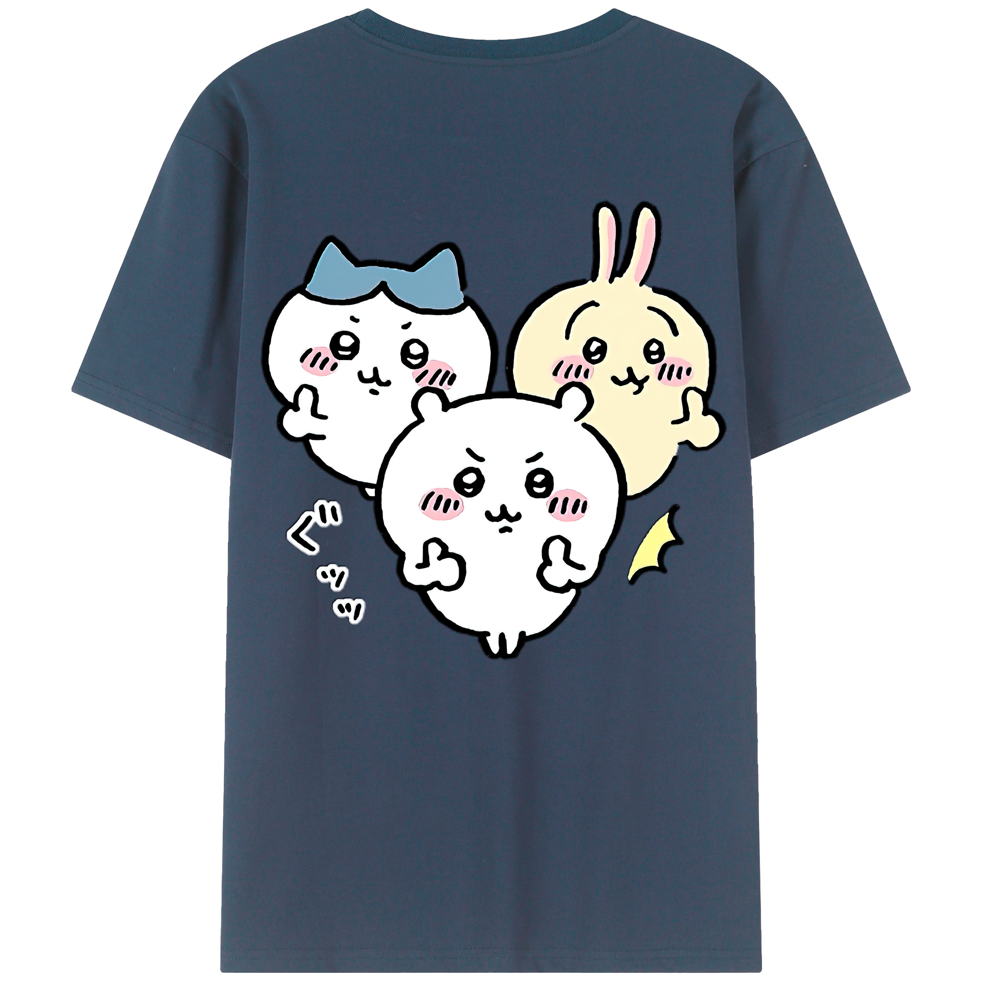 （画像用） ちいかわ うさぎ Chii-kawa usagi 綿100％ メンズ半袖Tシャツ（バックプリント） 通気性