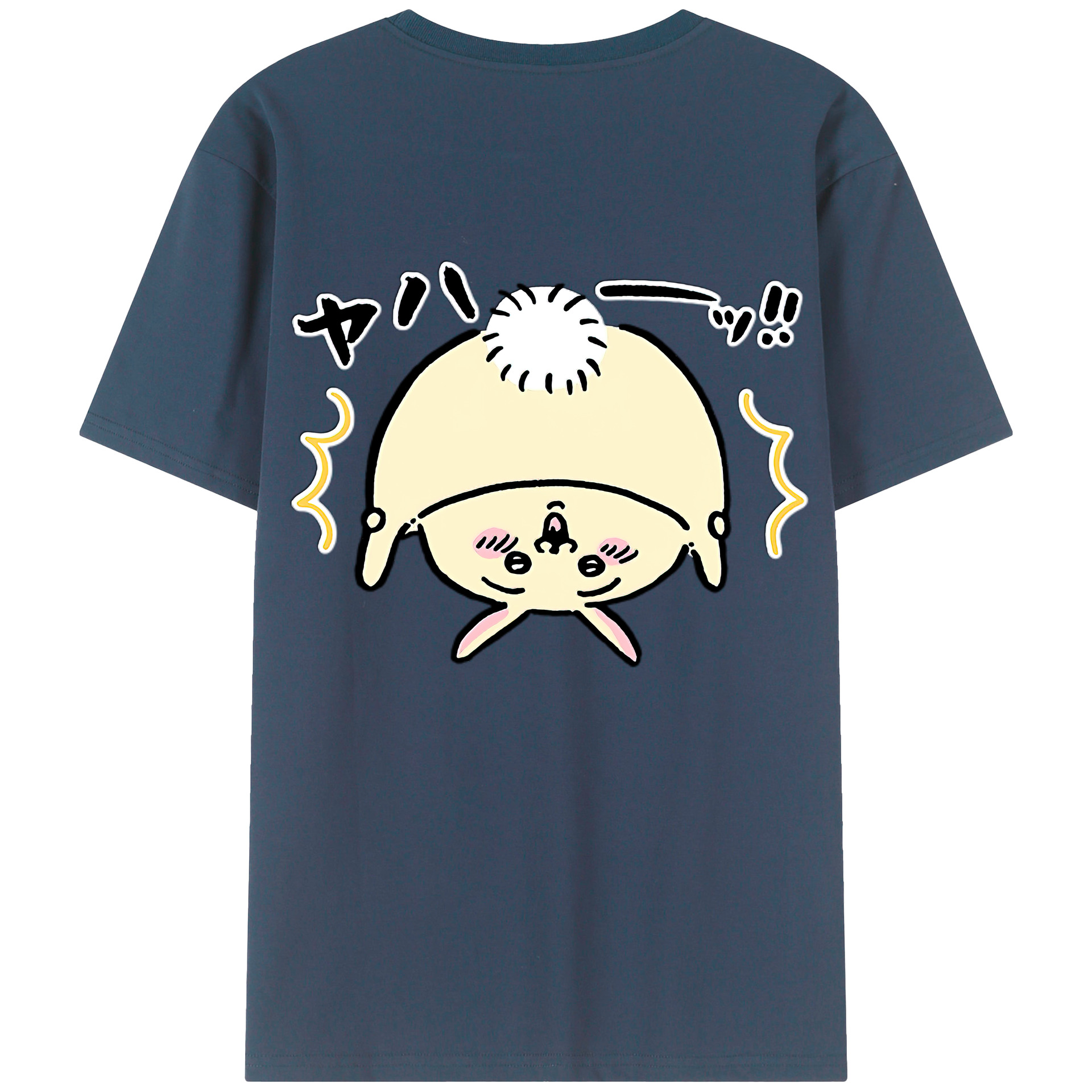 （画像用） ちいかわ うさぎ Chii-kawa usagi 綿100％ メンズ半袖Tシャツ（バックプリント） 通気性