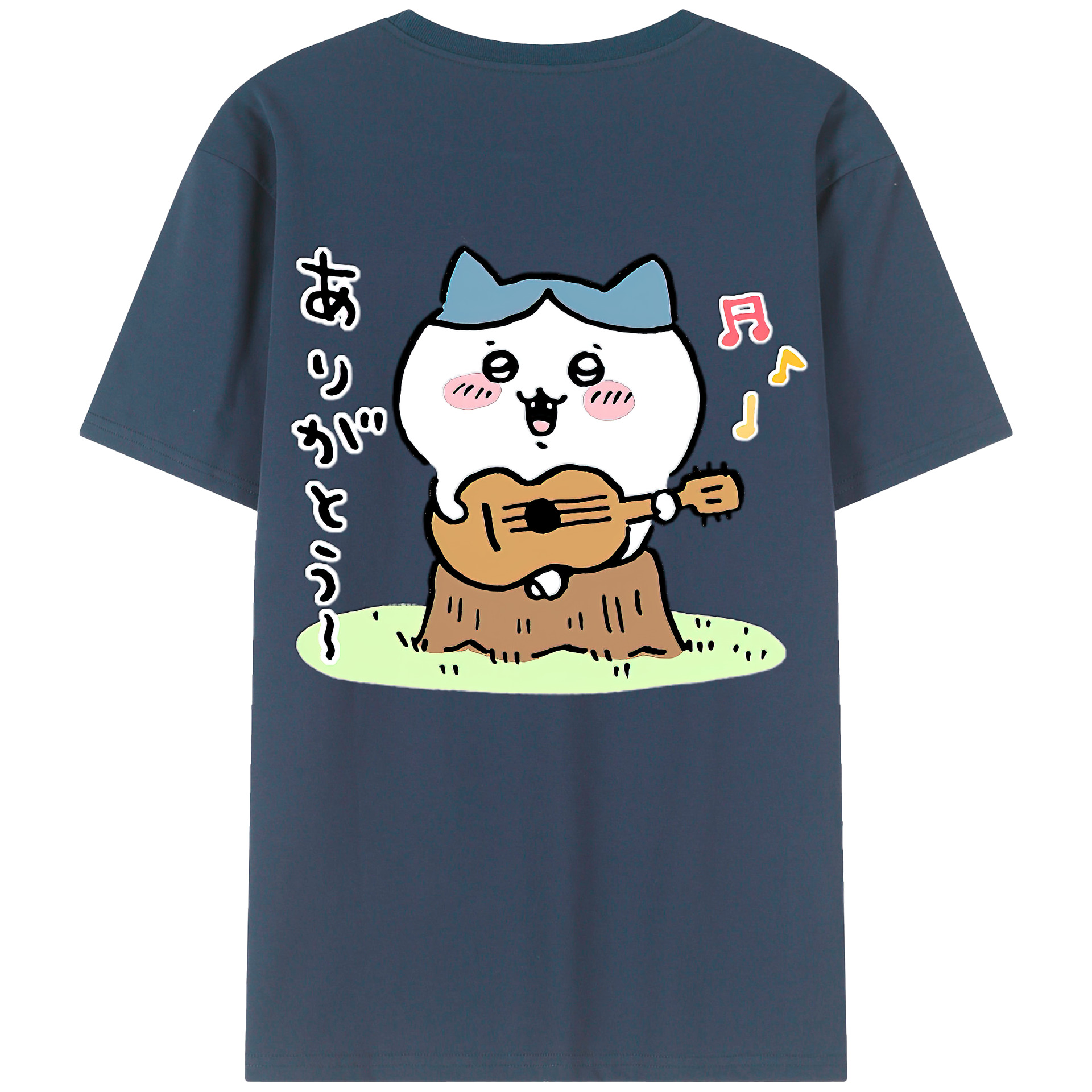 （画像用） ちいかわ ハチワレ Chii-kawa hachiware 綿100％ メンズ半袖Tシャツ（バックプリント） 通気性