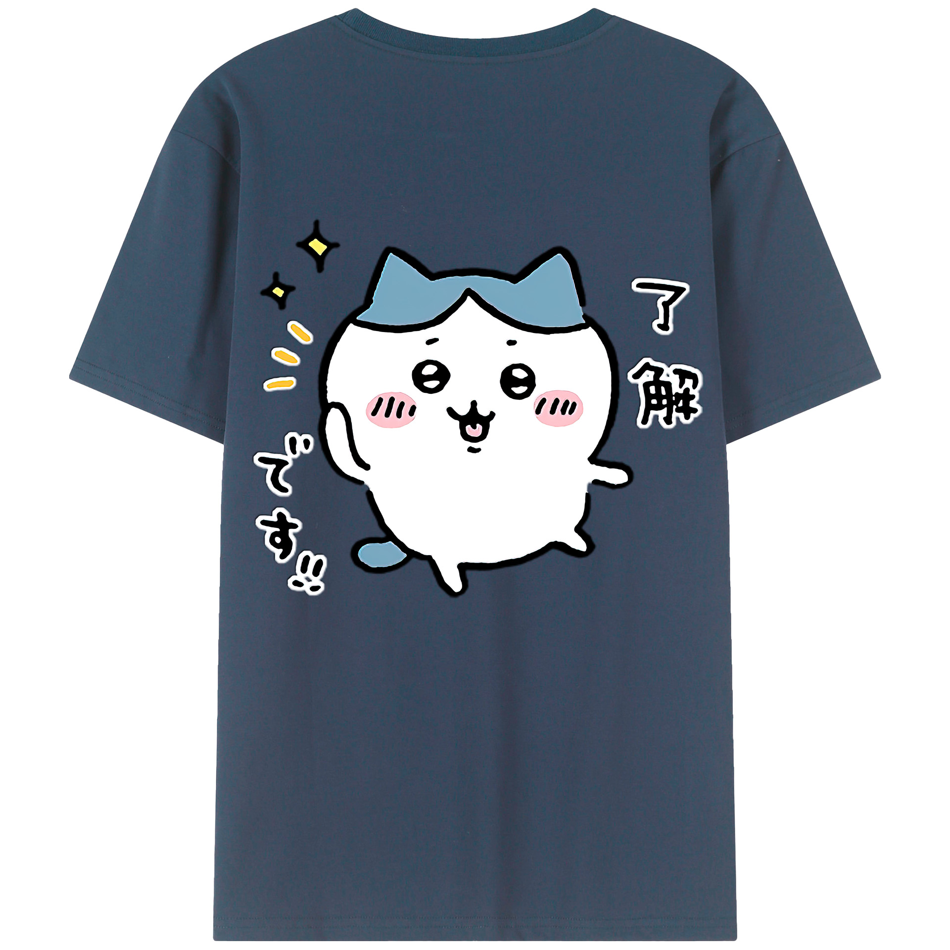 （画像用） ちいかわ ハチワレ Chii-kawa hachiware 綿100％ メンズ半袖Tシャツ（バックプリント） 通気性