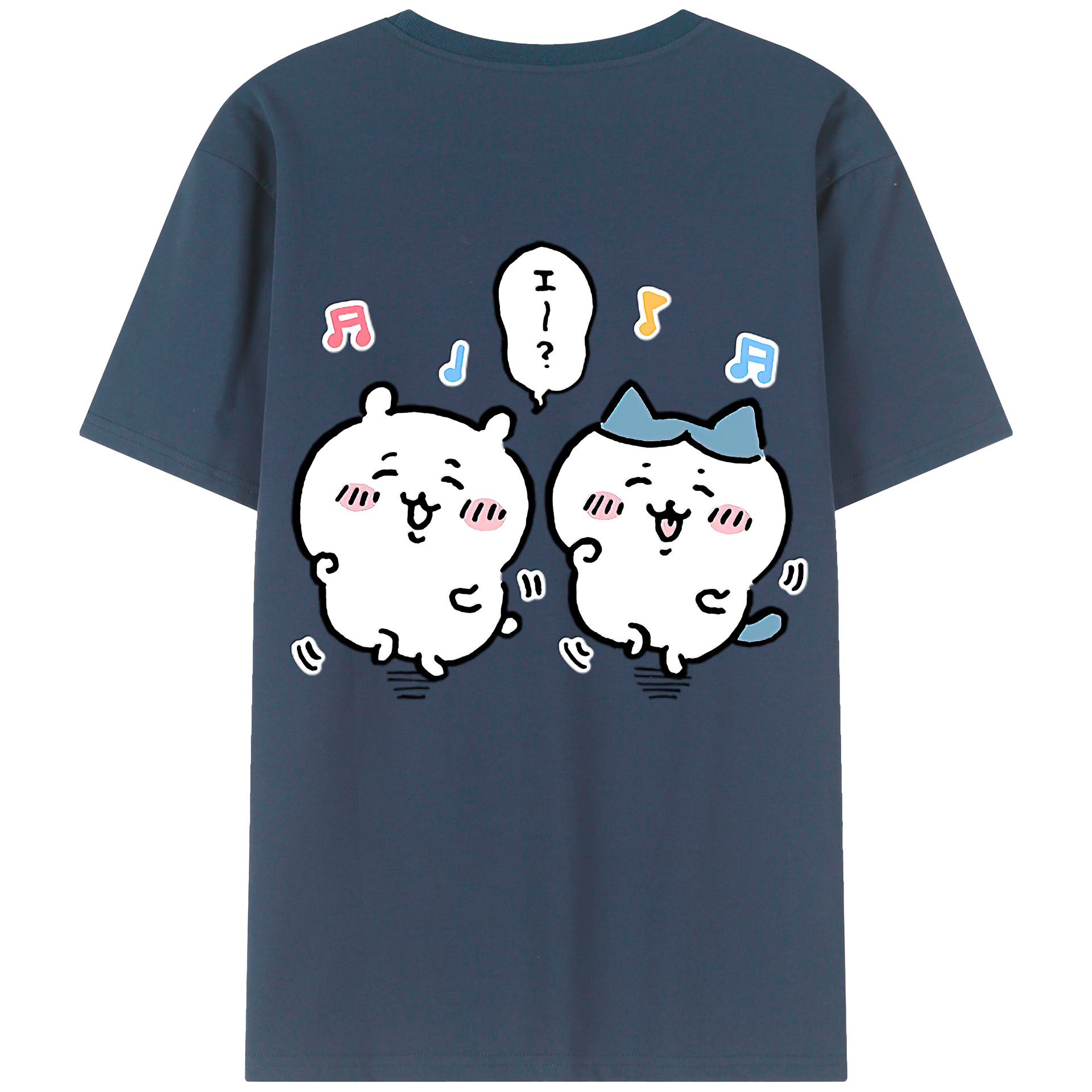 （画像用） ちいかわ ハチワレ Chii-kawa hachiware 綿100％ メンズ半袖Tシャツ（バックプリント） 通気性