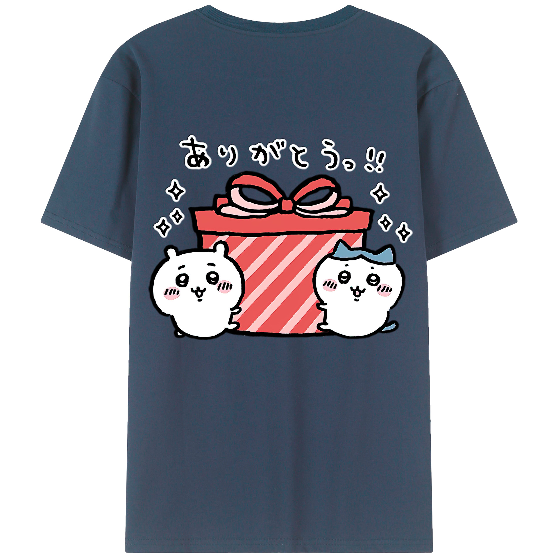 （画像用） ちいかわ ハチワレ Chii-kawa hachiware 綿100％ メンズ半袖Tシャツ（バックプリント） 通気性