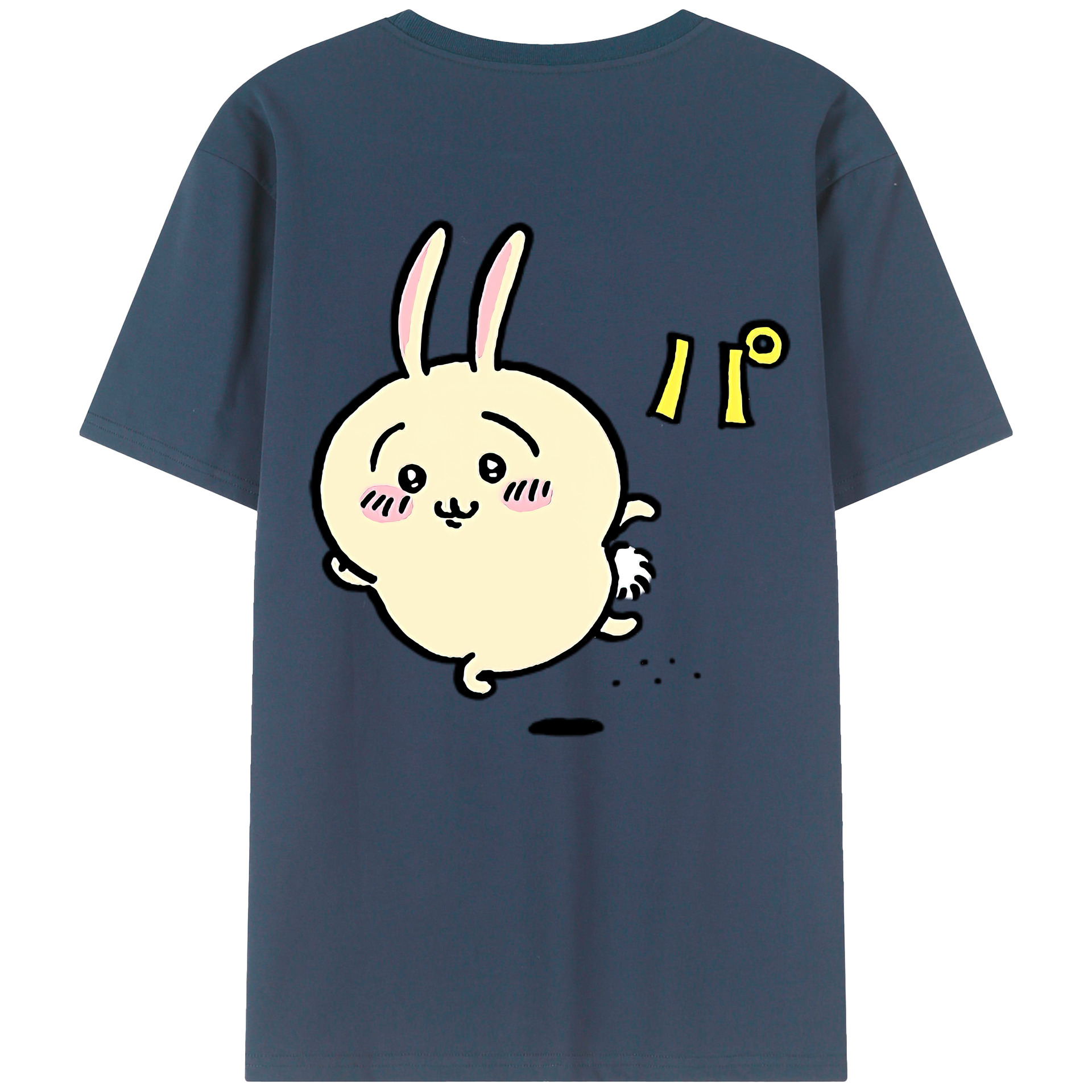 （画像用） ちいかわ うさぎ Chii-kawa usagi 綿100％ メンズ半袖Tシャツ（バックプリント） 通気性