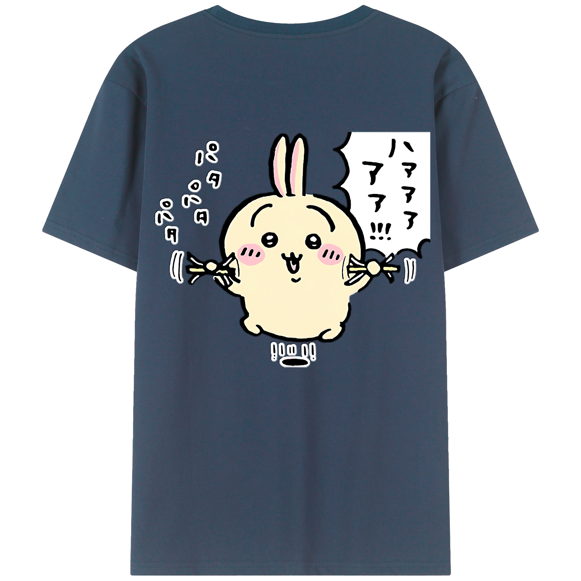 （画像用） ちいかわ うさぎ Chii-kawa usagi 綿100％ メンズ半袖Tシャツ（バックプリント） 通気性