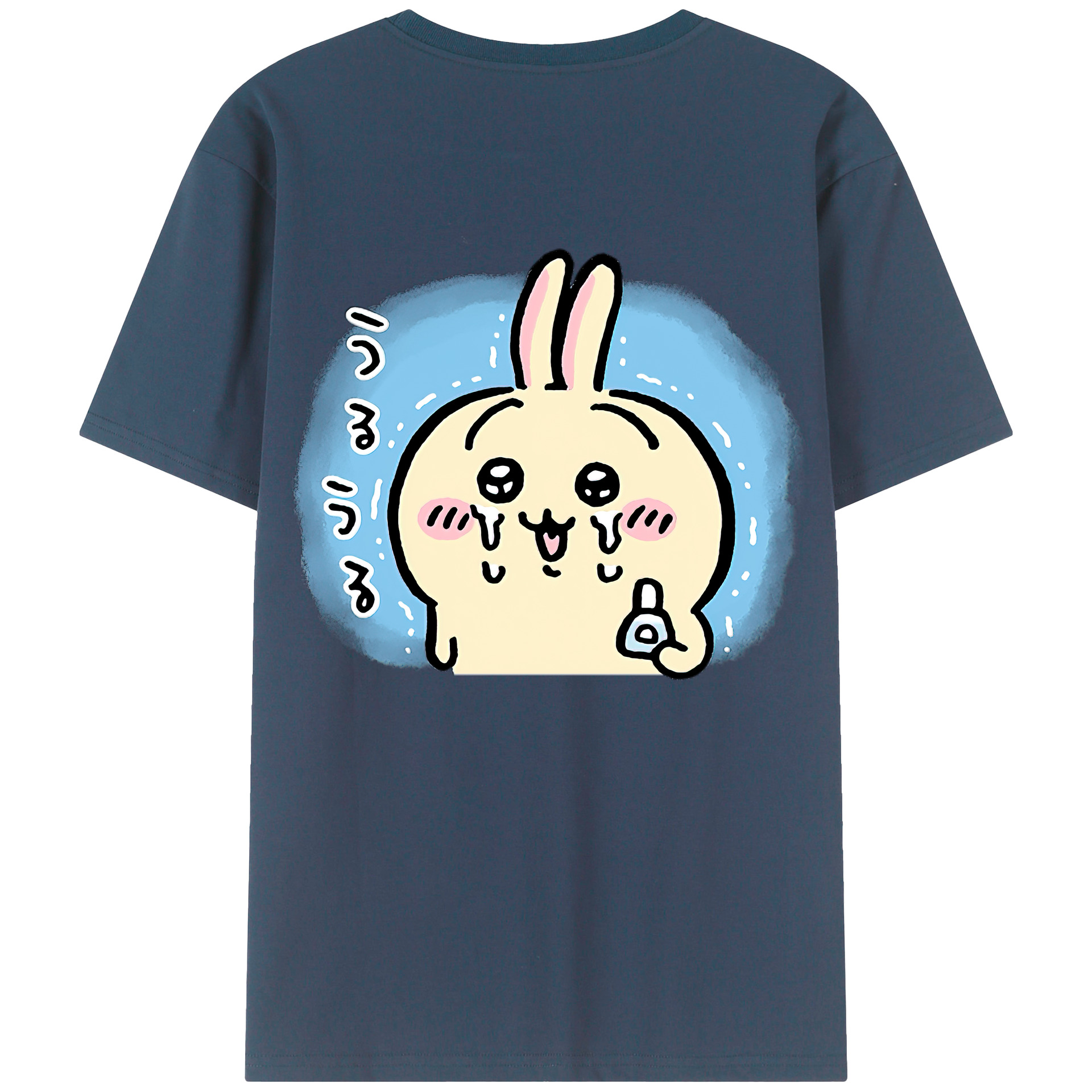 （画像用） ちいかわ うさぎ Chii-kawa usagi 綿100％ メンズ半袖Tシャツ（バックプリント） 通気性