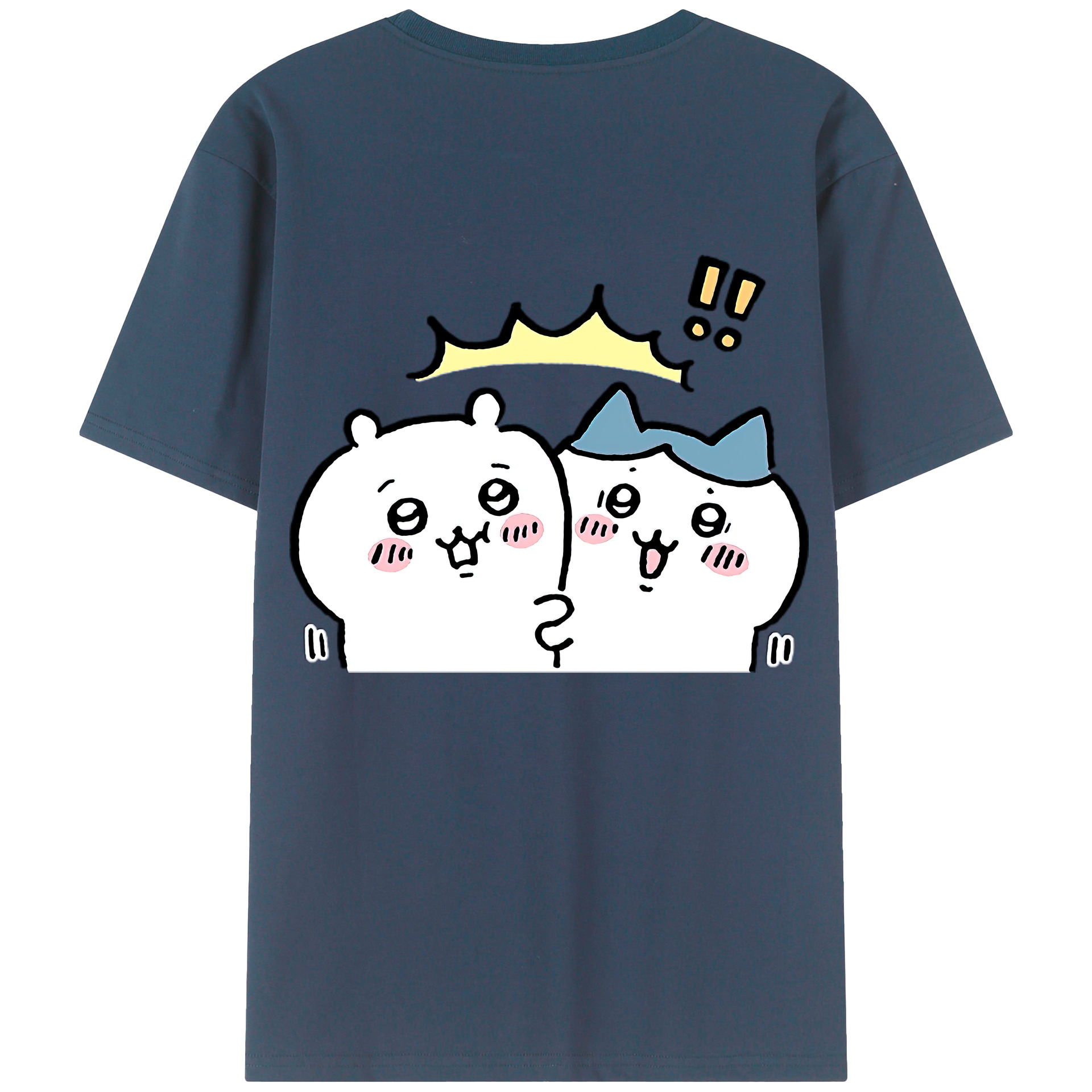 （画像用） ちいかわ ハチワレ Chii-kawa hachiware 綿100％ メンズ半袖Tシャツ（バックプリント） 通気性