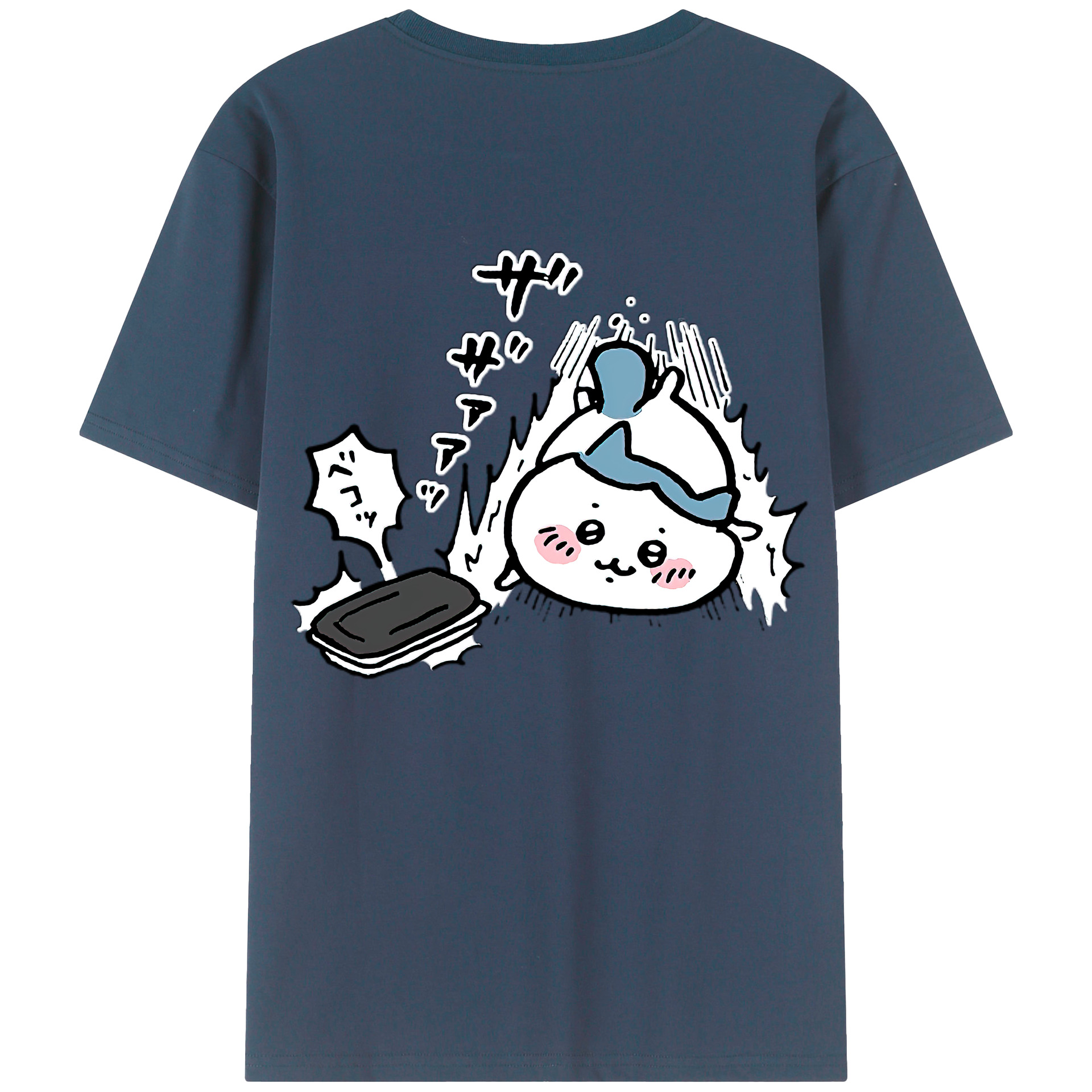 （画像用） ちいかわ ハチワレ Chii-kawa hachiware 綿100％ メンズ半袖Tシャツ（バックプリント） 通気性