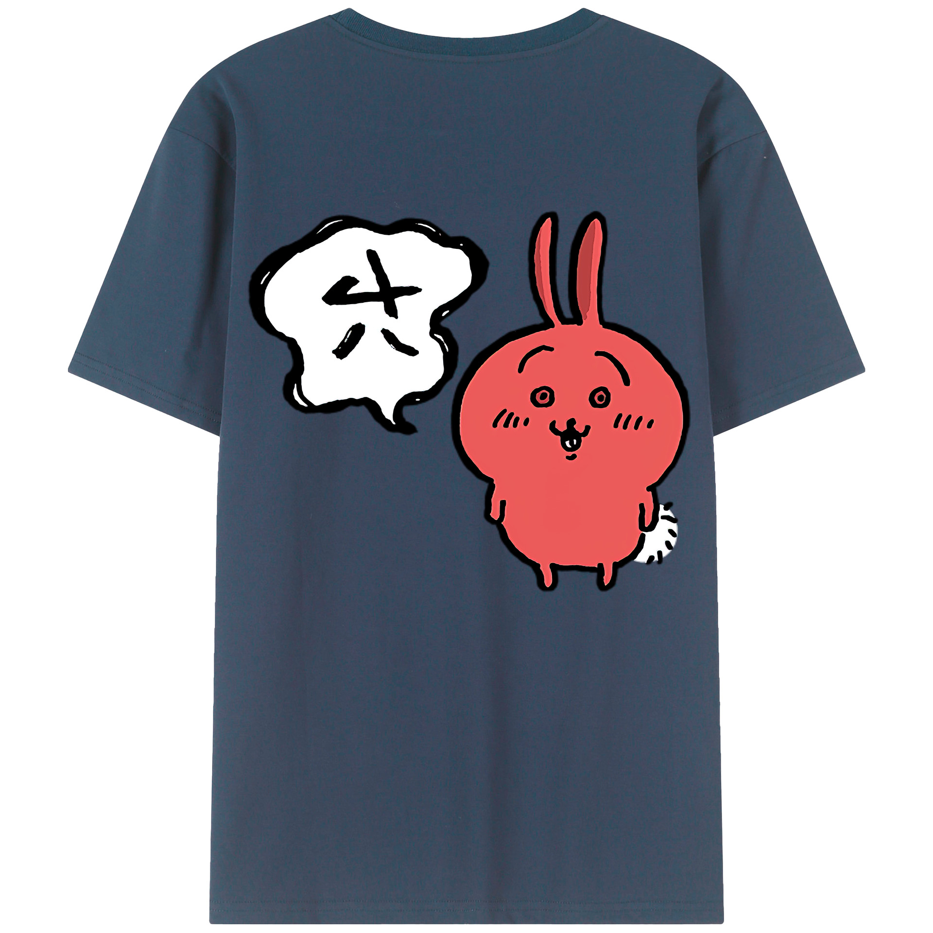 （画像用） ちいかわ ハチワレ Chii-kawa hachiware 綿100％ メンズ半袖Tシャツ（バックプリント） 通気性