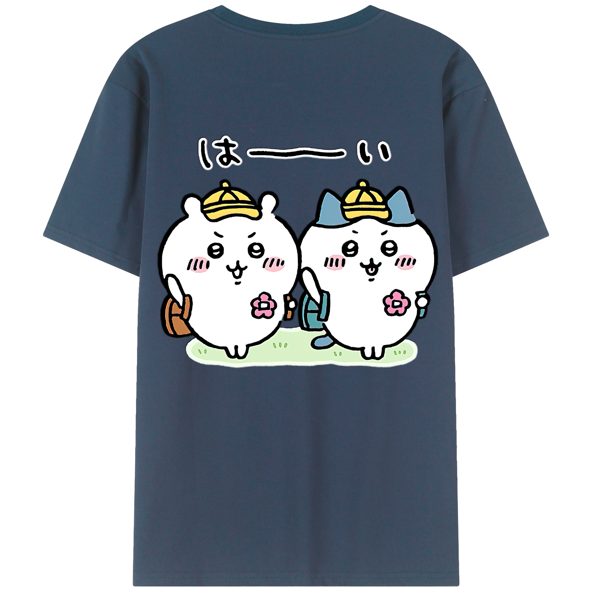 （画像用） ちいかわ ハチワレ Chii-kawa hachiware 綿100％ メンズ半袖Tシャツ（バックプリント） 通気性