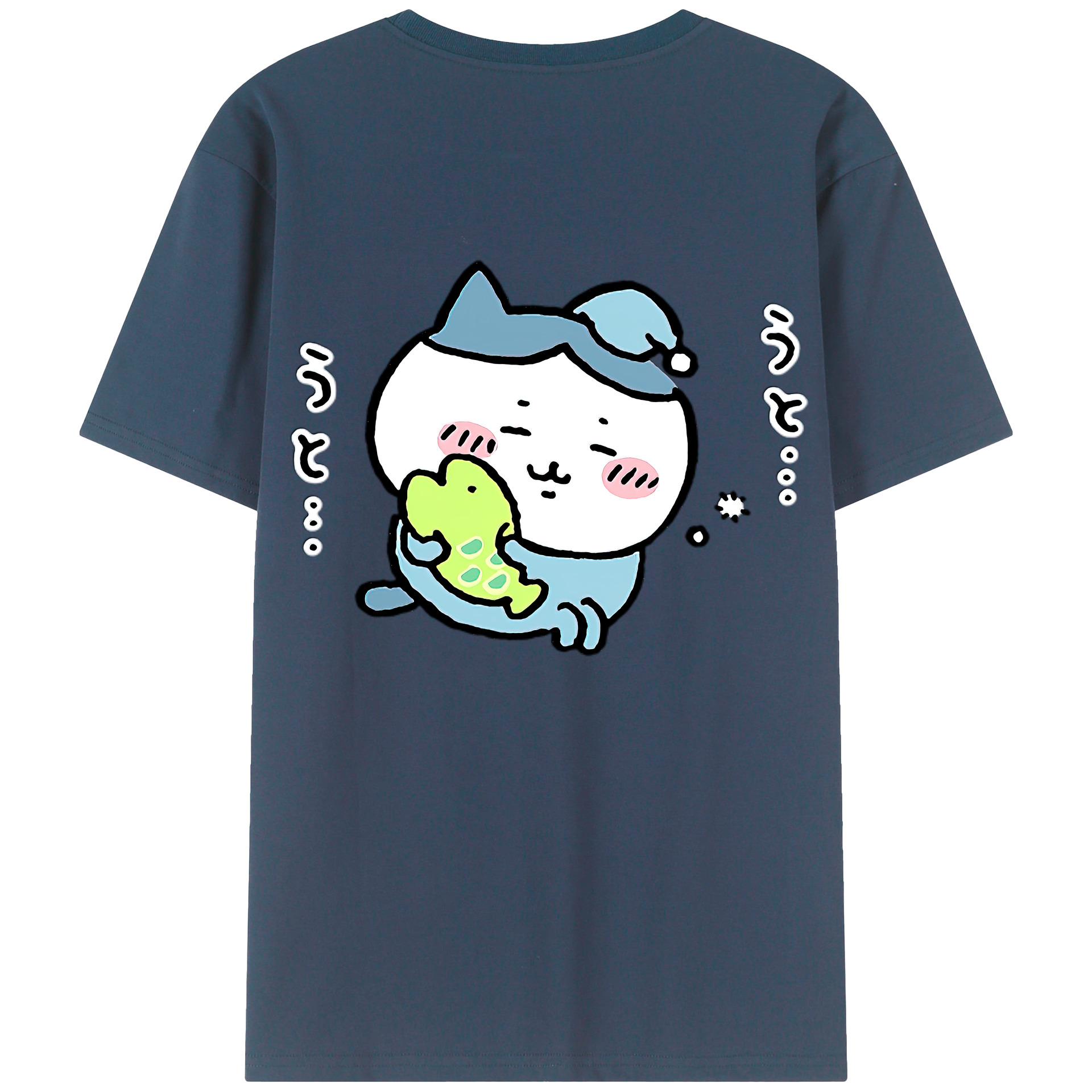 （画像用） ちいかわ ハチワレ Chii-kawa hachiware 綿100％ メンズ半袖Tシャツ（バックプリント） 通気性