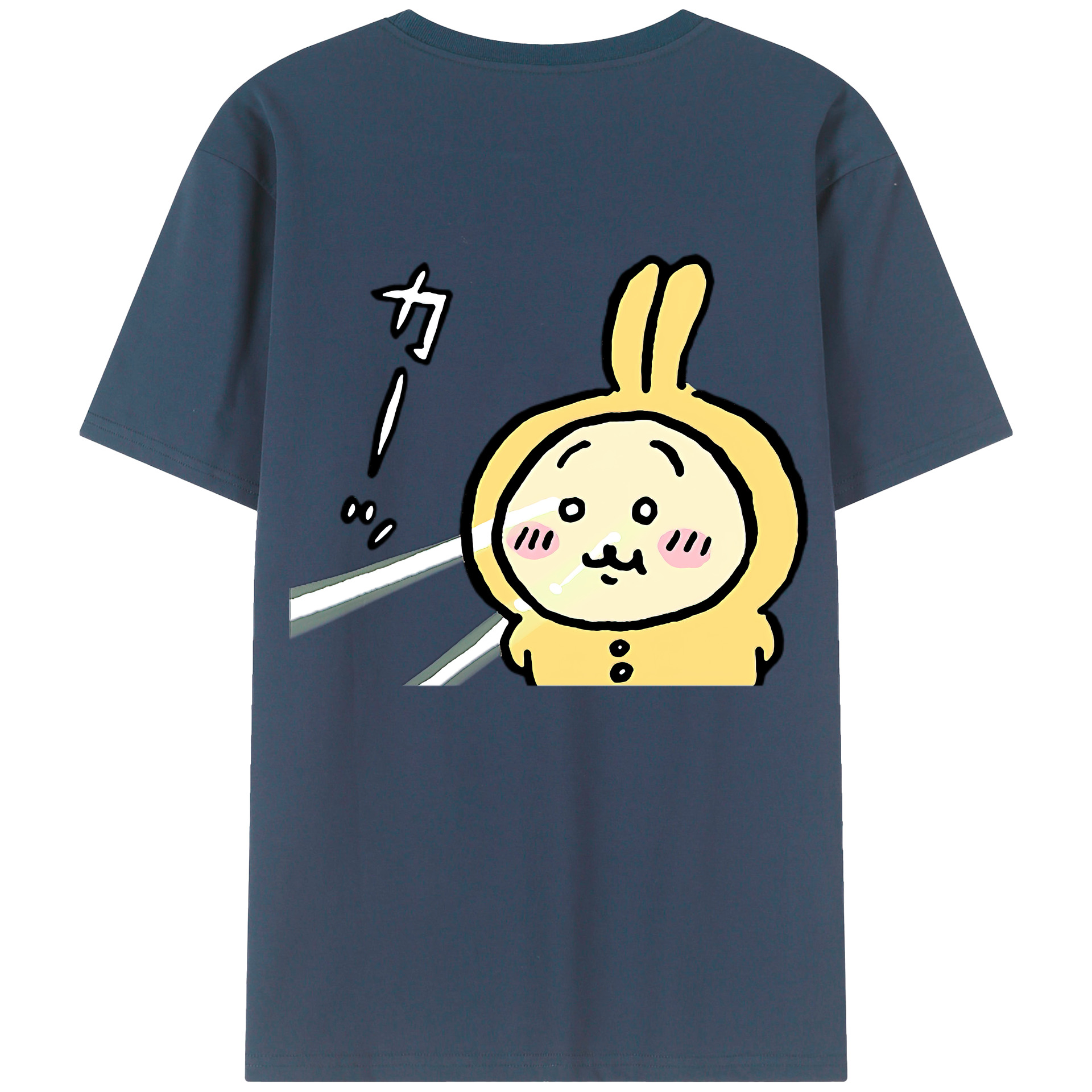 （画像用） ちいかわ うさぎ Chii-kawa usagi 綿100％ メンズ半袖Tシャツ（バックプリント） 通気性