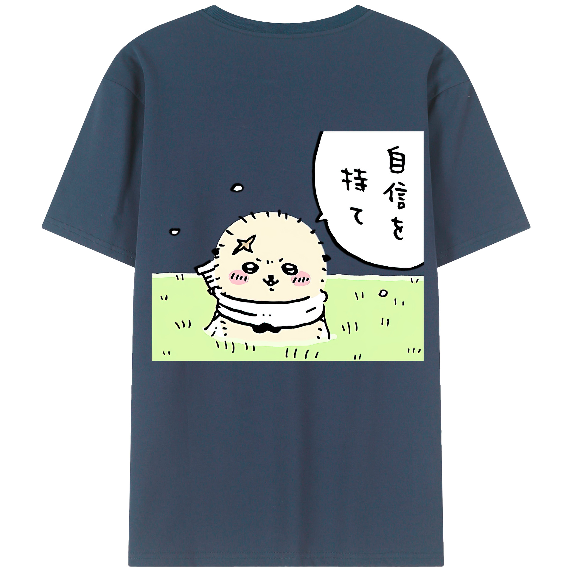 （画像用） ちいかわ ラッコ Chii-kawa Sea otter 綿100％ メンズ半袖Tシャツ（バックプリント） 通気性