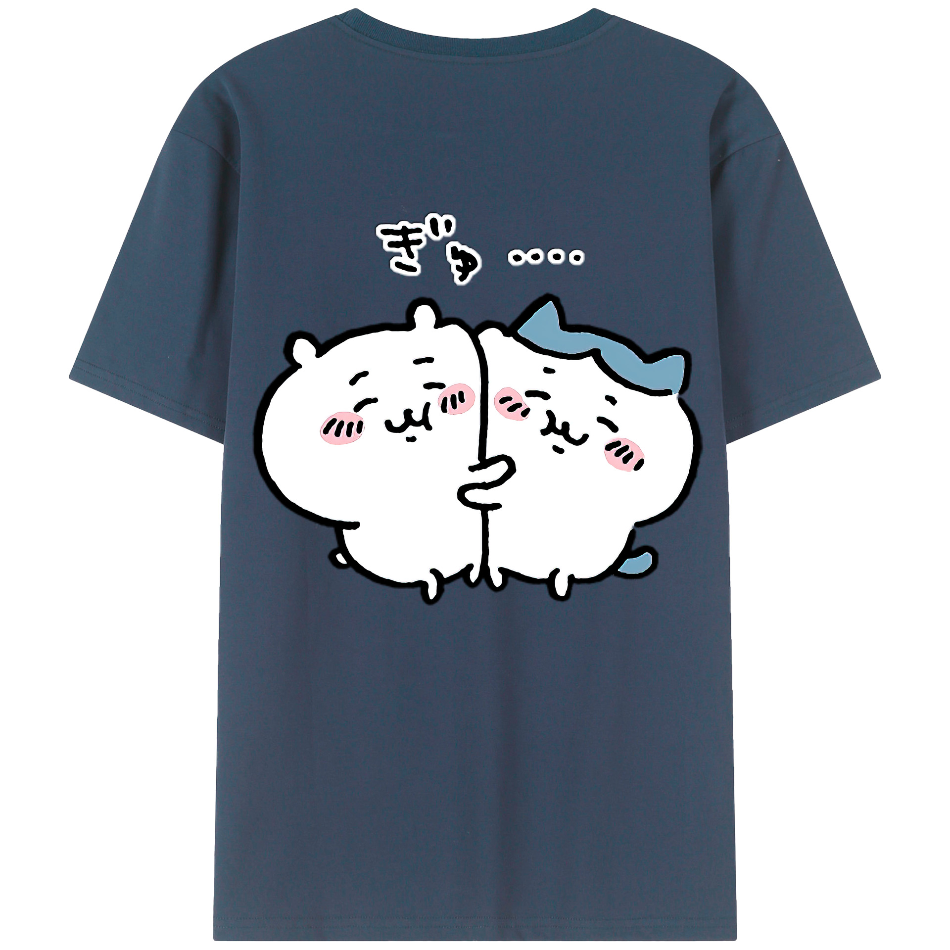 （画像用） ちいかわ ハチワレ Chii-kawa hachiware 綿100％ メンズ半袖Tシャツ（バックプリント） 通気性