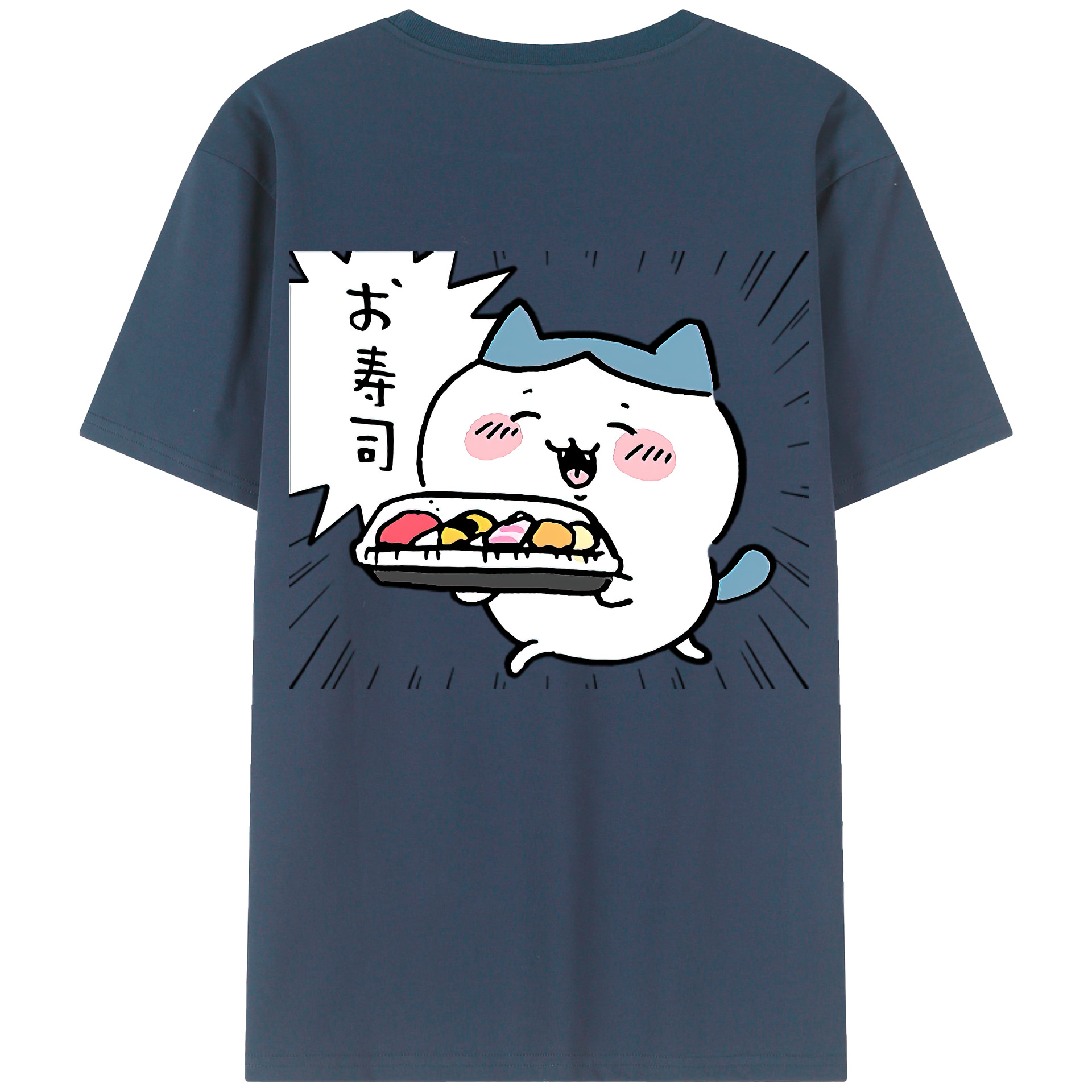（画像用） ちいかわ ハチワレ Chii-kawa hachiware 綿100％ メンズ半袖Tシャツ（バックプリント） 通気性