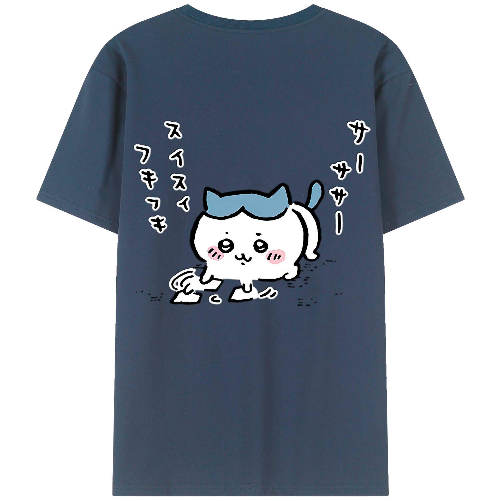 （画像用） ちいかわ ハチワレ Chii-kawa hachiware 綿100％ メンズ半袖Tシャツ（バックプリント） 通気性