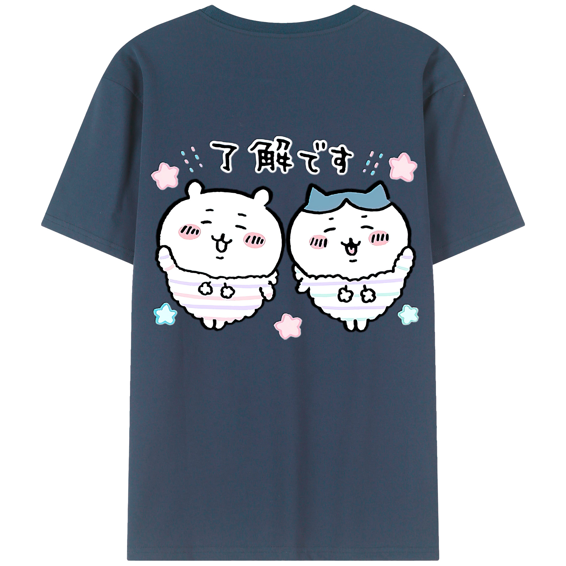 （画像用） ちいかわ ハチワレ Chii-kawa hachiware 綿100％ メンズ半袖Tシャツ（バックプリント） 通気性
