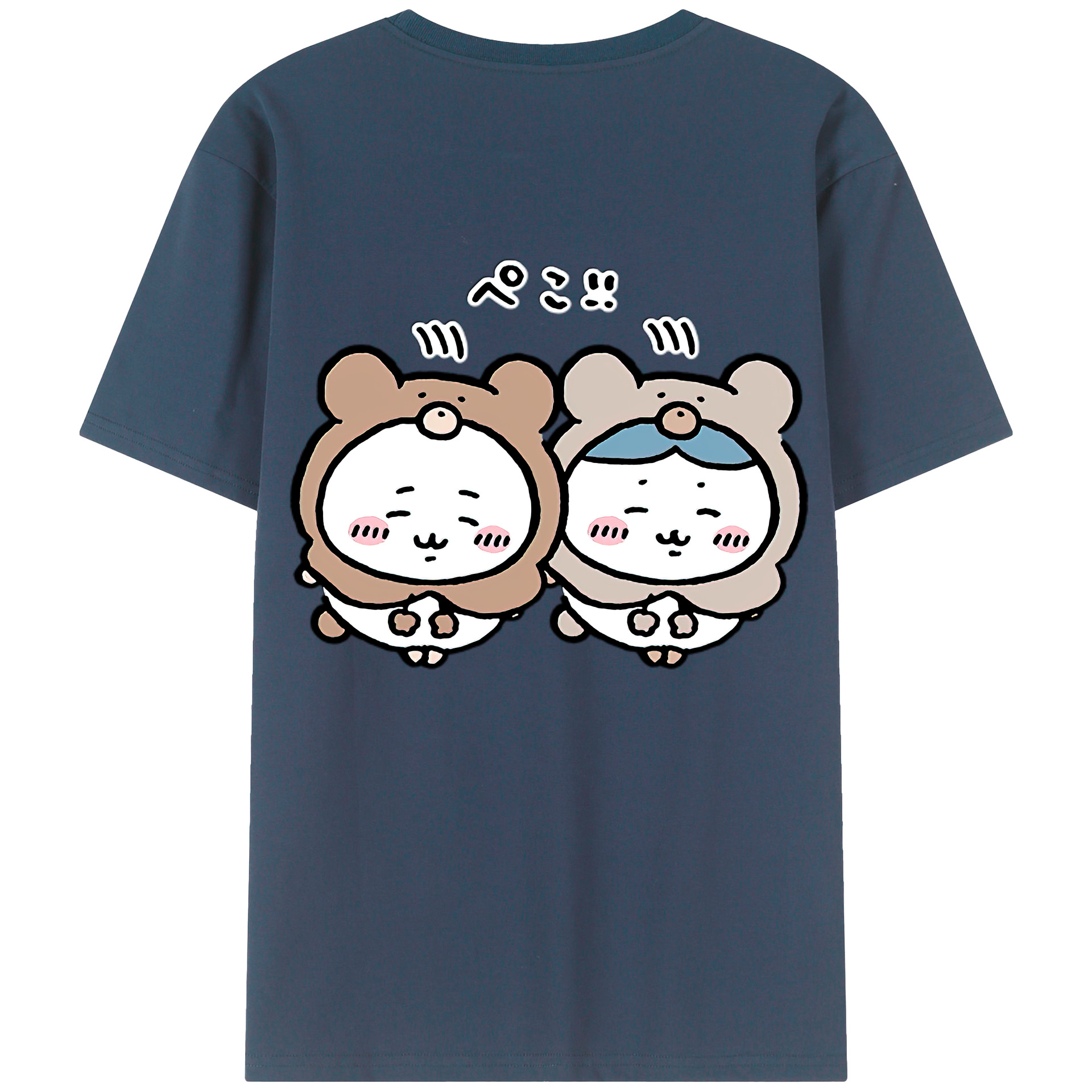 （画像用） ちいかわ ハチワレ Chii-kawa hachiware 綿100％ メンズ半袖Tシャツ（バックプリント） 通気性