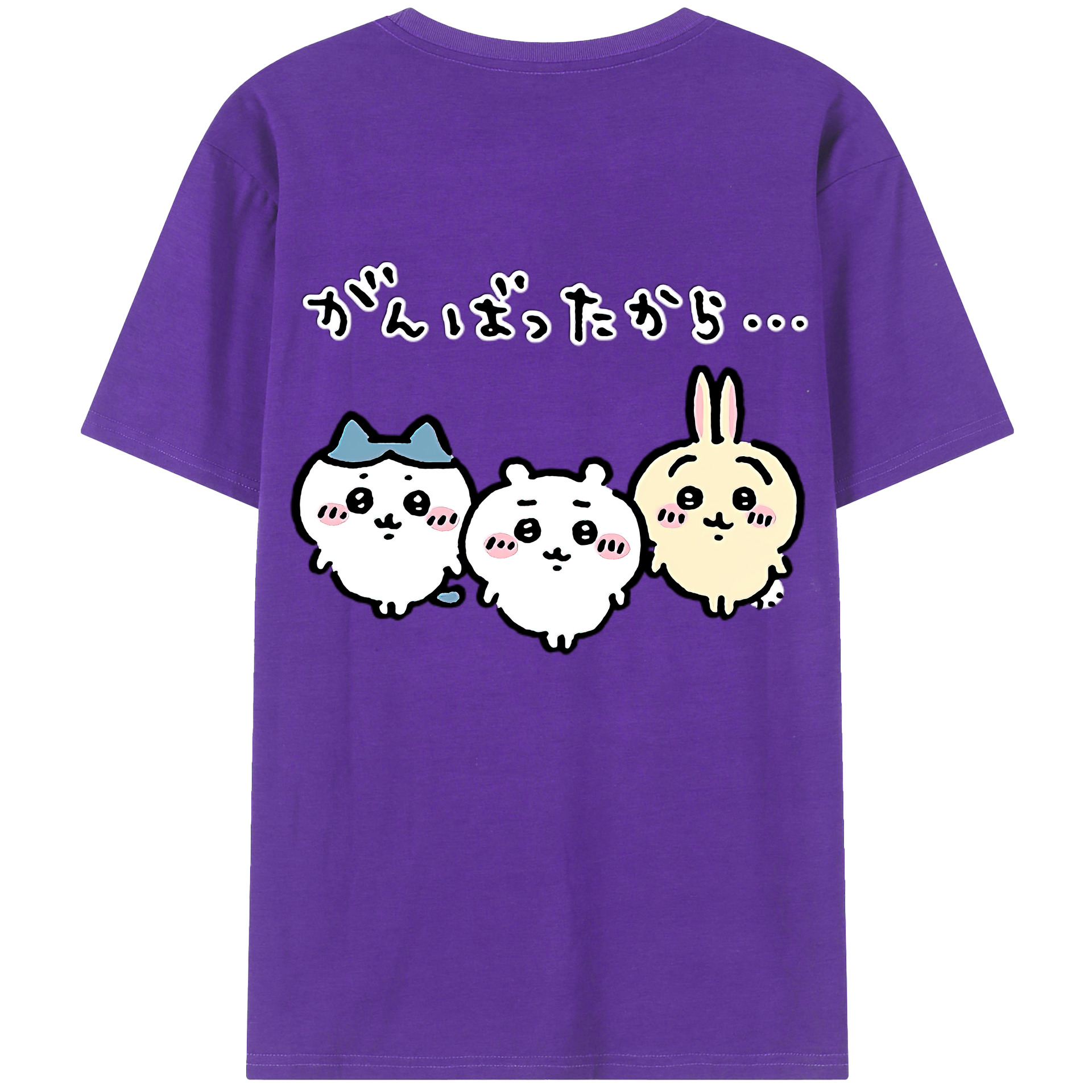 （画像用） ちいかわ ハチワレ Chii-kawa hachiware 綿100％ メンズ半袖Tシャツ（バックプリント） 通気性