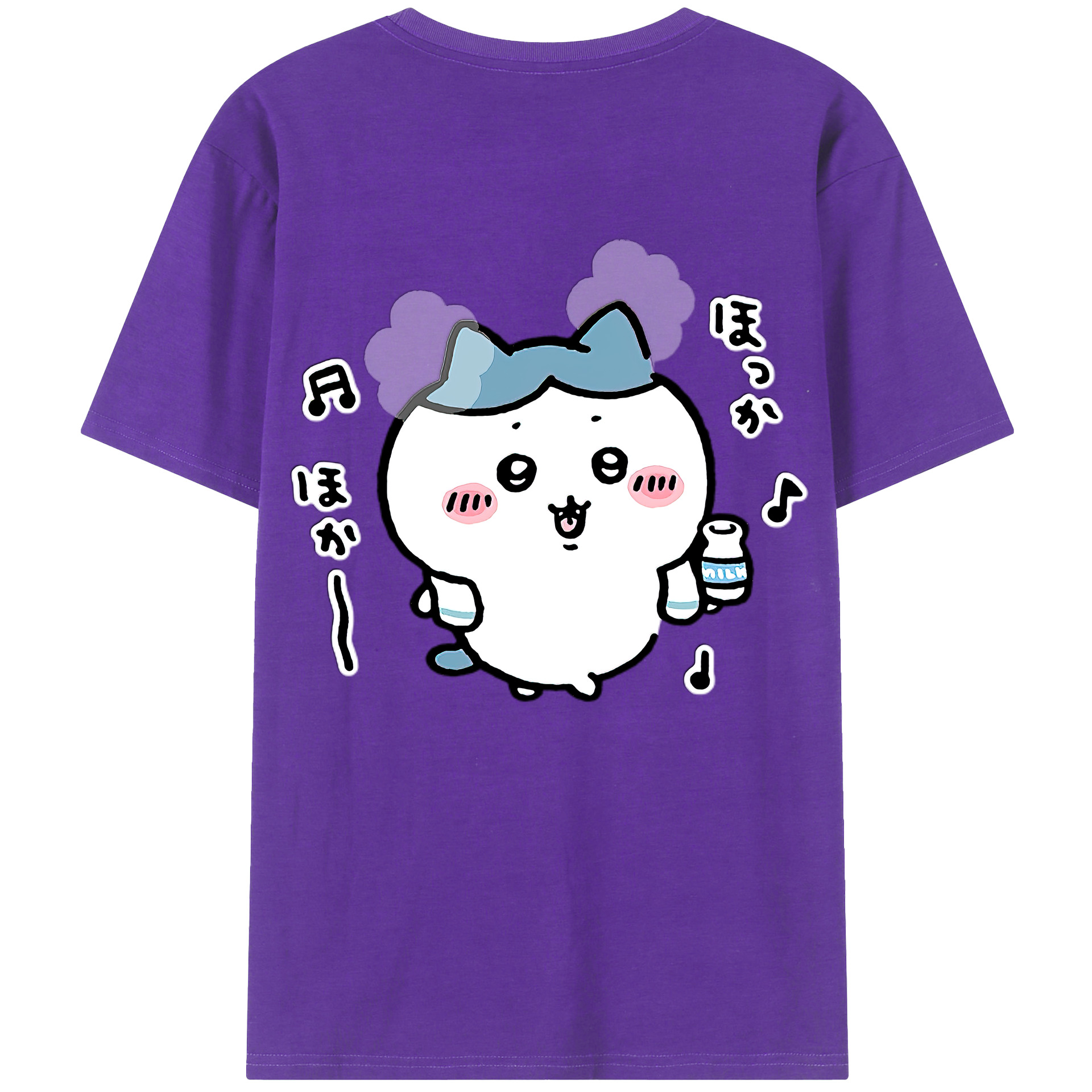 （画像用） ちいかわ ハチワレ Chii-kawa hachiware 綿100％ メンズ半袖Tシャツ（バックプリント） 通気性