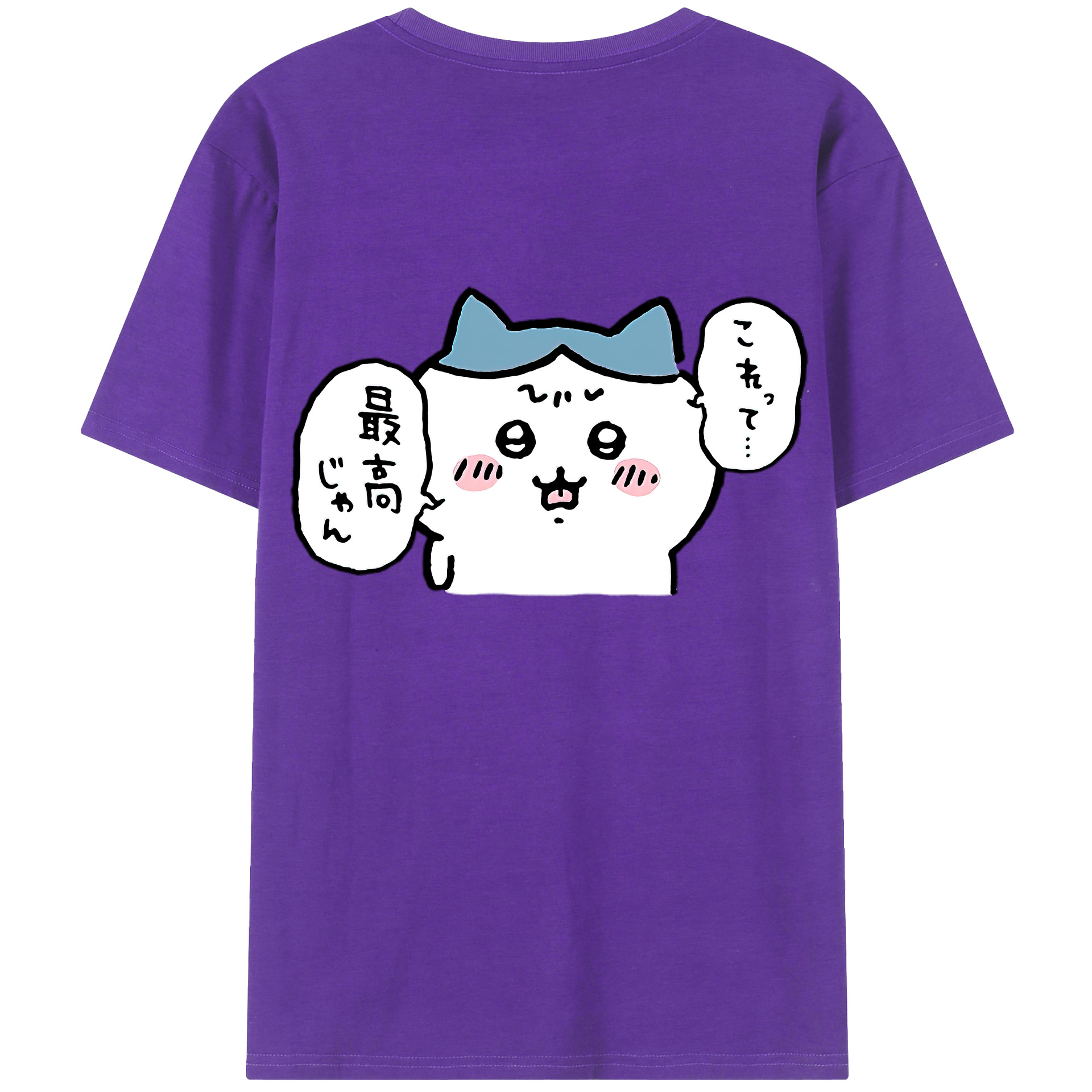 （画像用） ちいかわ ハチワレ Chii-kawa hachiware 綿100％ メンズ半袖Tシャツ（バックプリント） 通気性