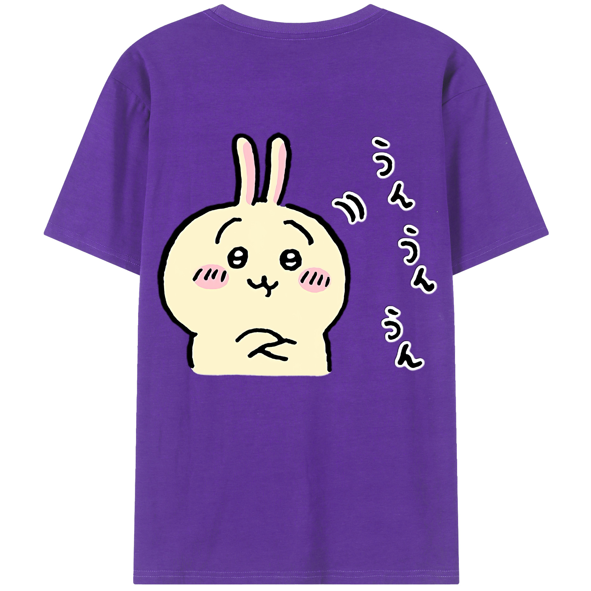 （画像用） ちいかわ うさぎ Chii-kawa usagi 綿100％ メンズ半袖Tシャツ（バックプリント） 通気性