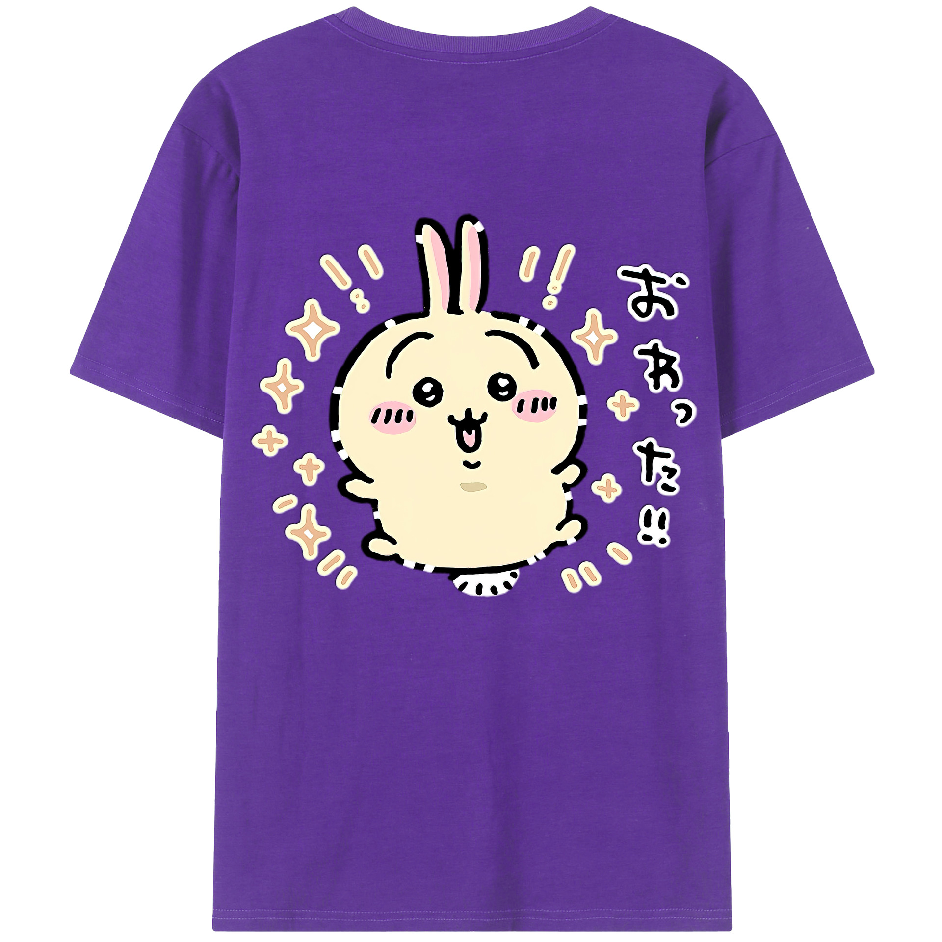 （画像用） ちいかわ うさぎ Chii-kawa usagi 綿100％ メンズ半袖Tシャツ（バックプリント） 通気性