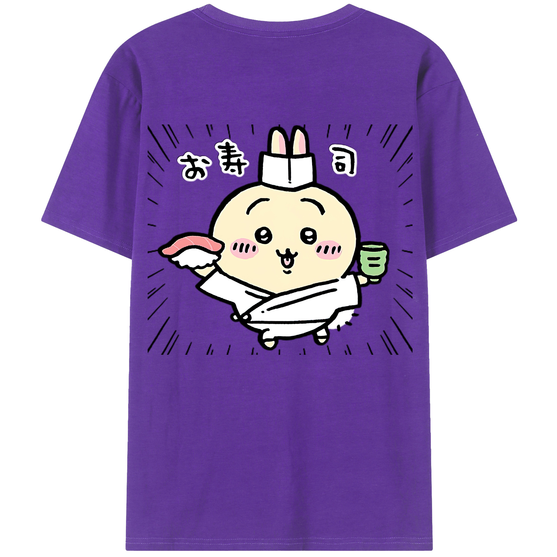 （画像用） ちいかわ うさぎ Chii-kawa usagi 綿100％ メンズ半袖Tシャツ（バックプリント） 通気性