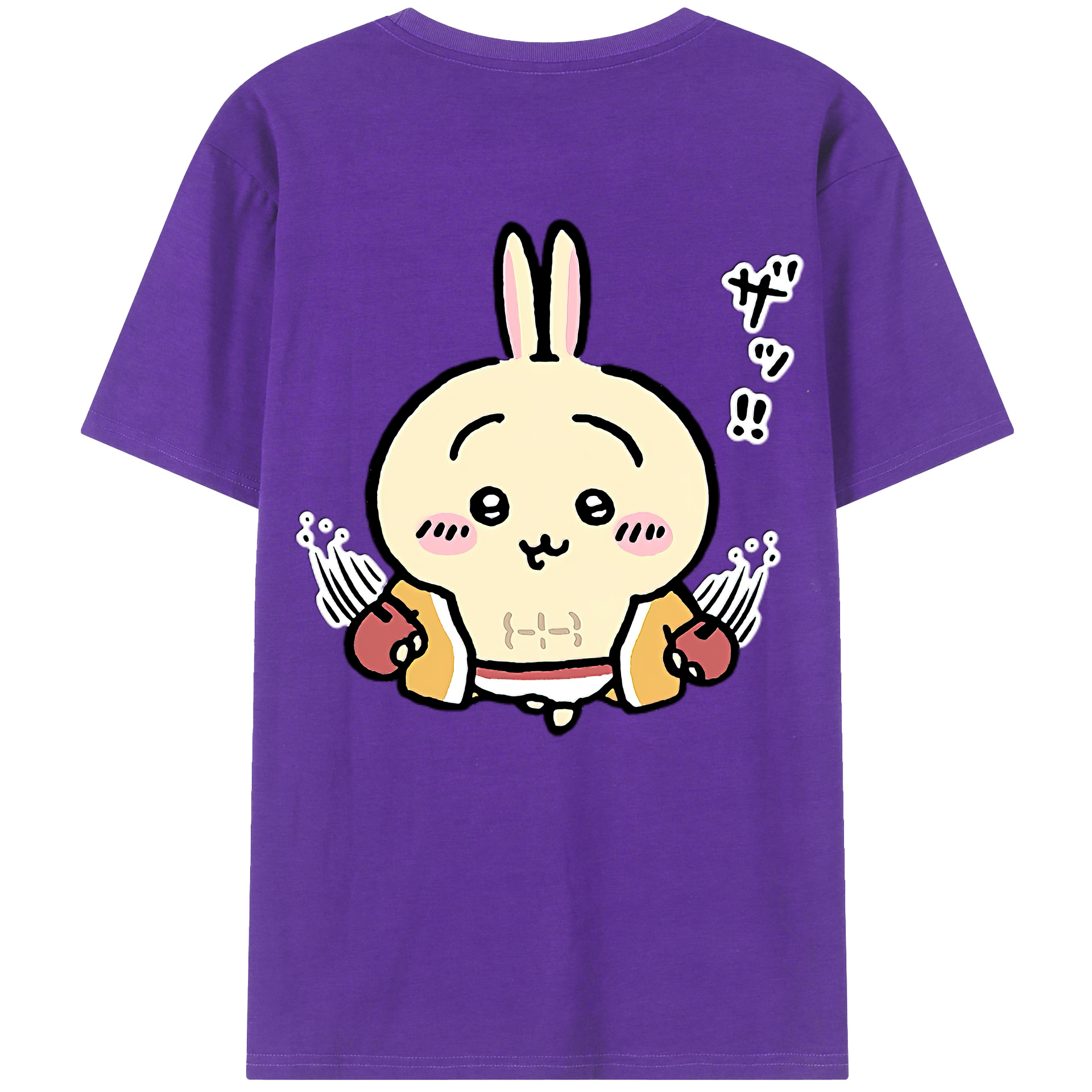 （画像用） ちいかわ うさぎ Chii-kawa usagi 綿100％ メンズ半袖Tシャツ（バックプリント） 通気性