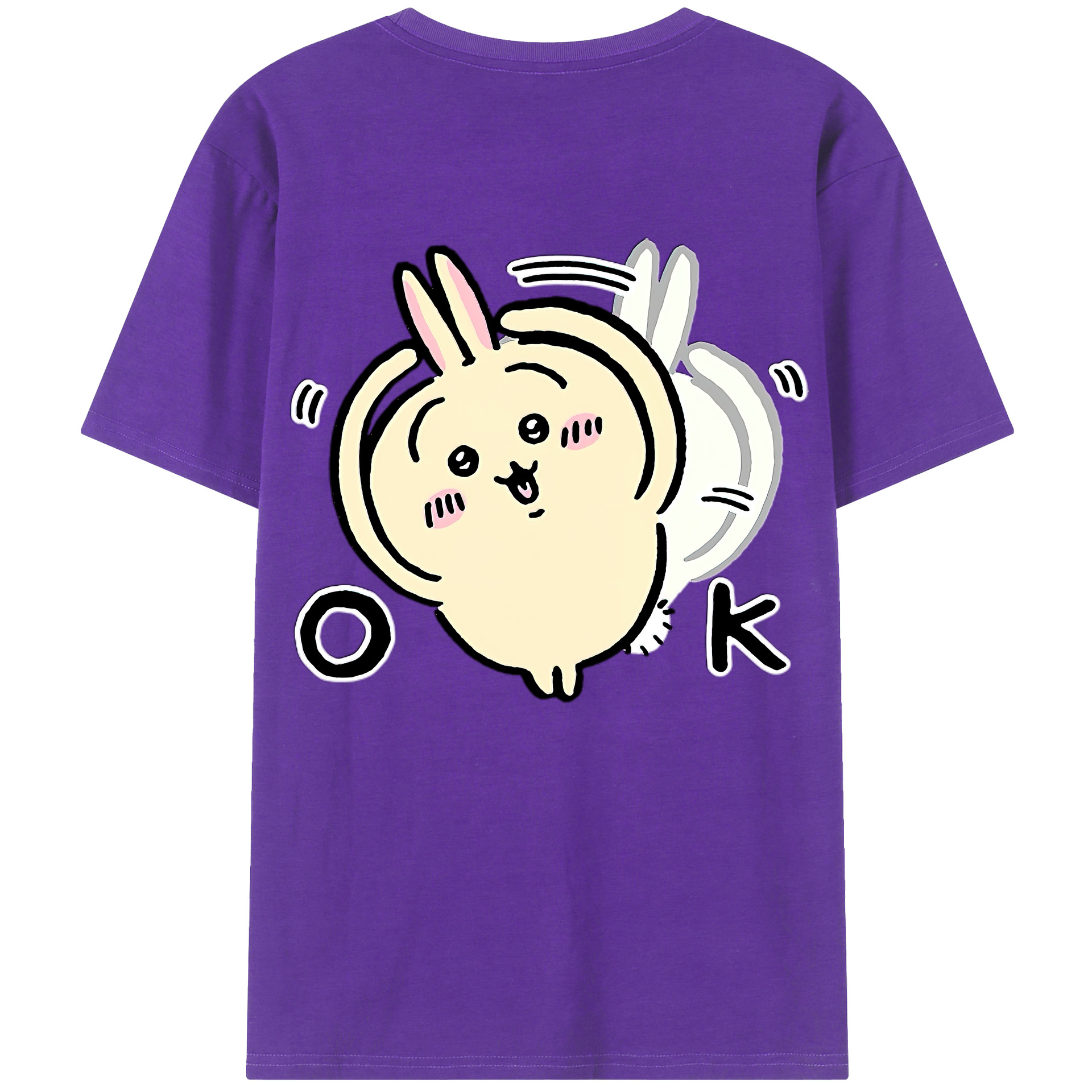 （画像用） ちいかわ うさぎ Chii-kawa usagi 綿100％ メンズ半袖Tシャツ（バックプリント） 通気性