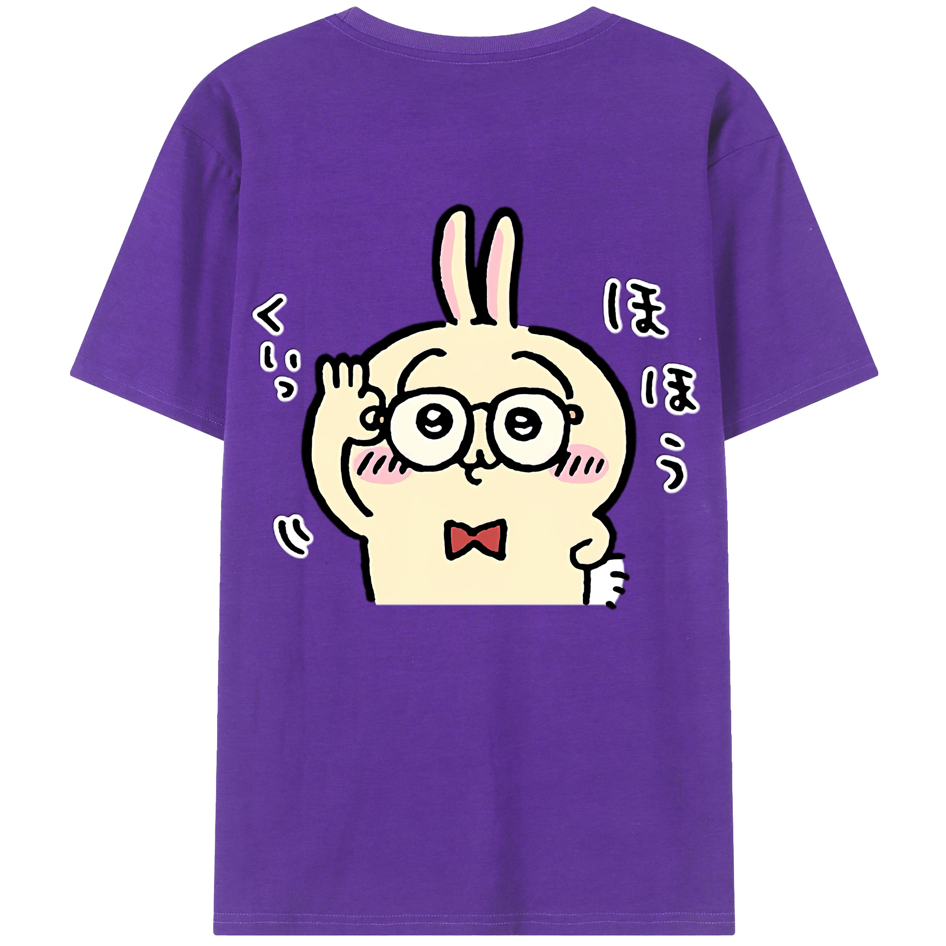 （画像用） ちいかわ うさぎ Chii-kawa usagi 綿100％ メンズ半袖Tシャツ（バックプリント） 通気性