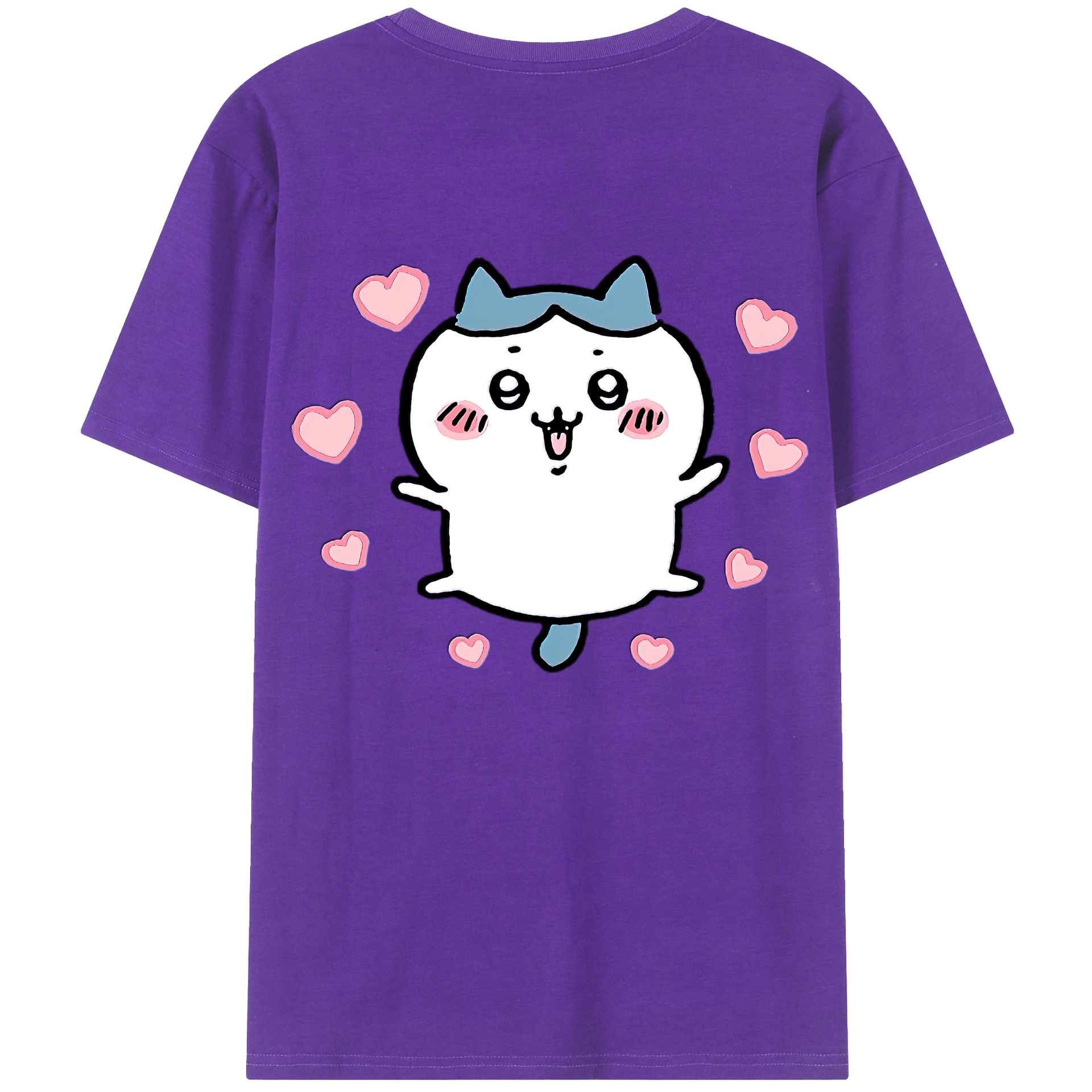（画像用） ちいかわ ハチワレ Chii-kawa hachiware 綿100％ メンズ半袖Tシャツ（バックプリント） 通気性