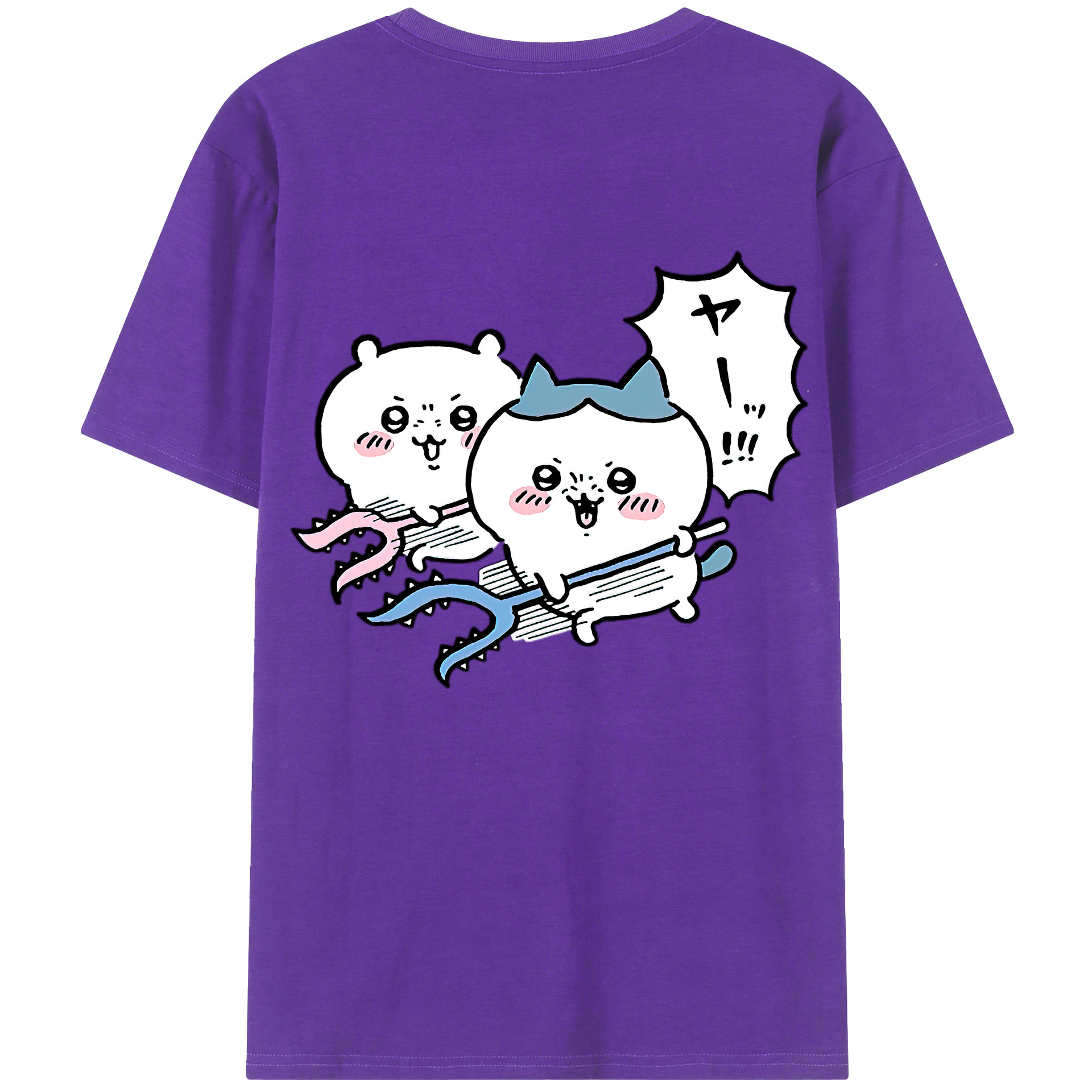 （画像用） ちいかわ ハチワレ Chii-kawa hachiware 綿100％ メンズ半袖Tシャツ（バックプリント） 通気性