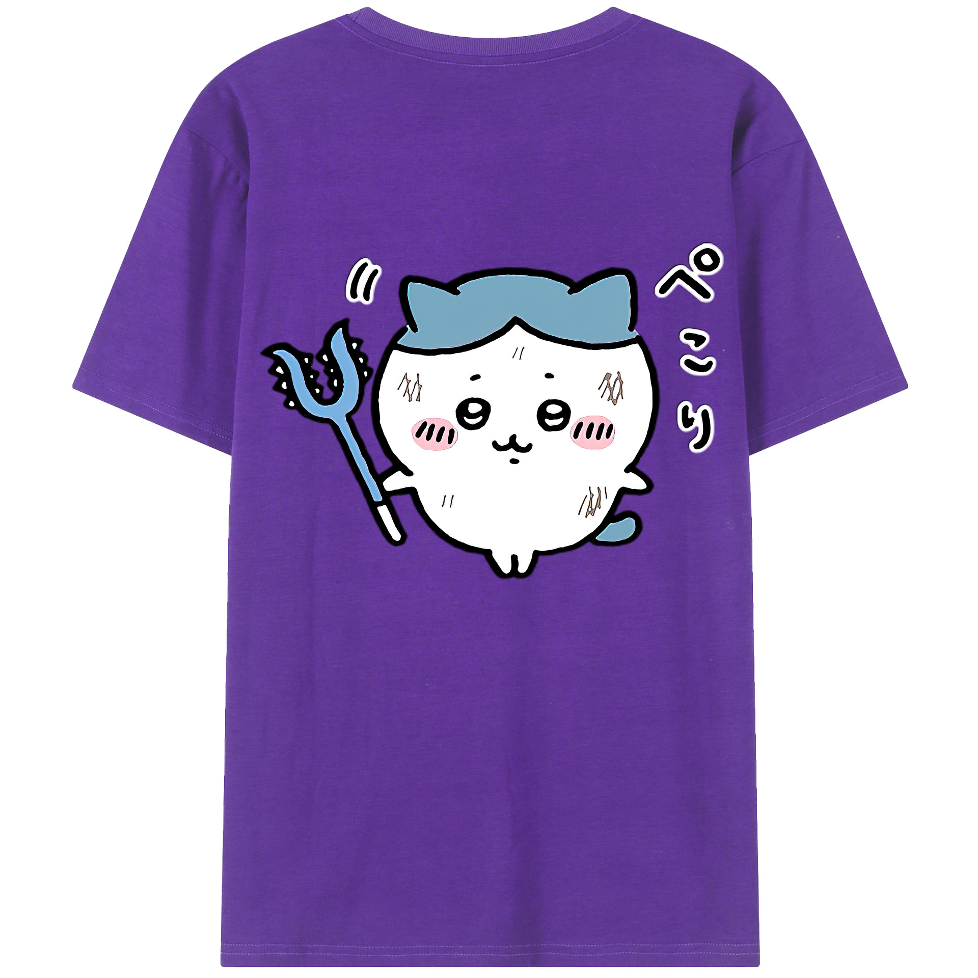 （画像用） ちいかわ ハチワレ Chii-kawa hachiware 綿100％ メンズ半袖Tシャツ（バックプリント） 通気性