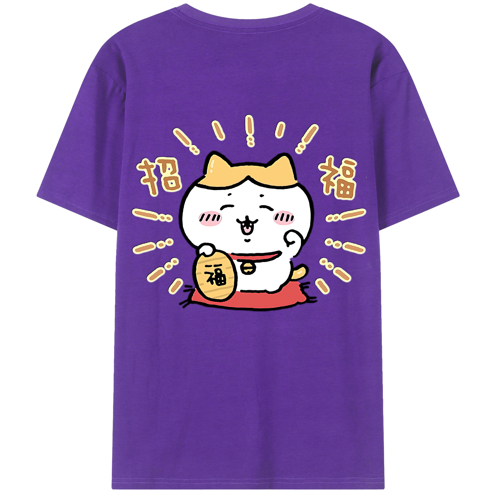 （画像用） ちいかわ ハチワレ Chii-kawa hachiware 綿100％ メンズ半袖Tシャツ（バックプリント） 通気性