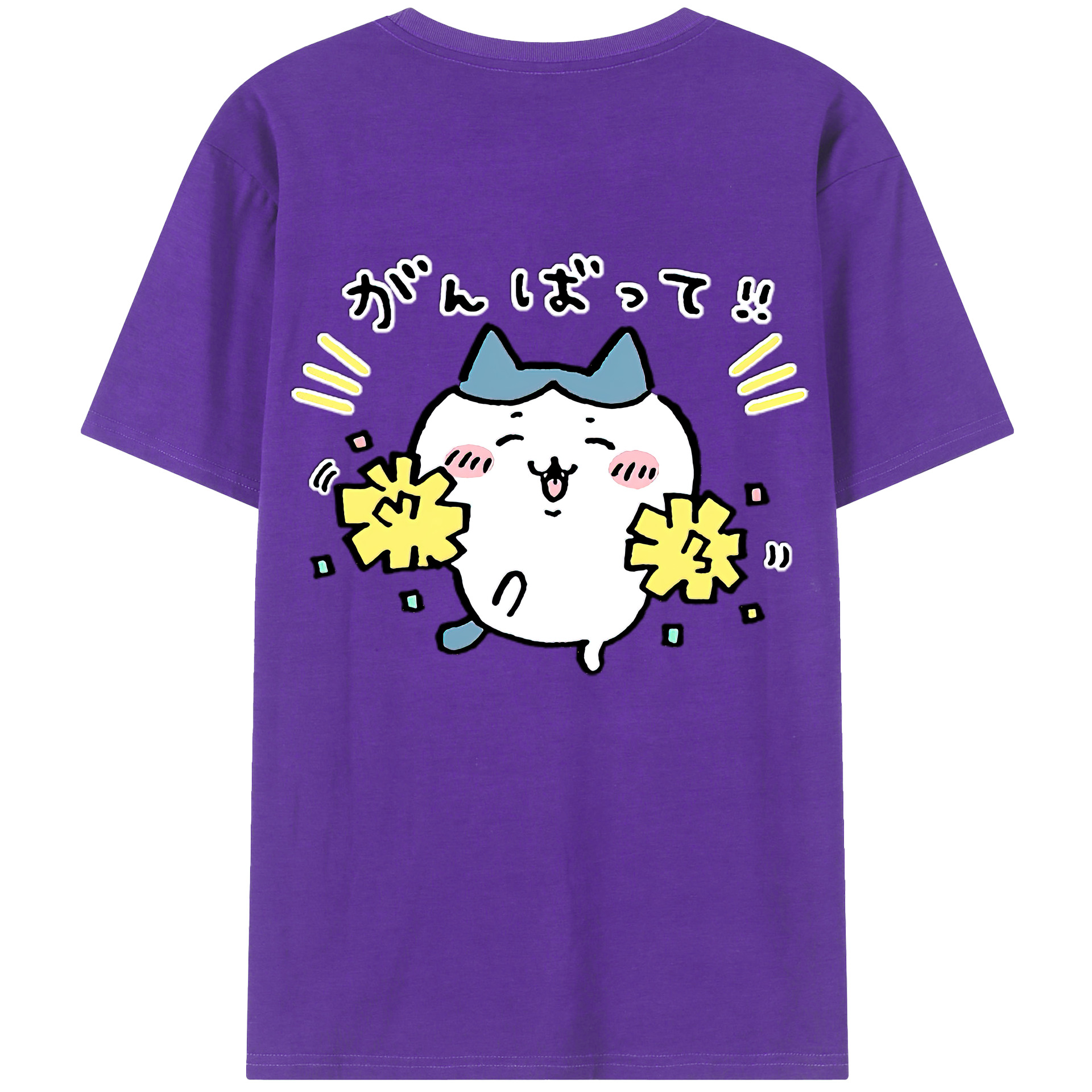 （画像用） ちいかわ ハチワレ Chii-kawa hachiware 綿100％ メンズ半袖Tシャツ（バックプリント） 通気性