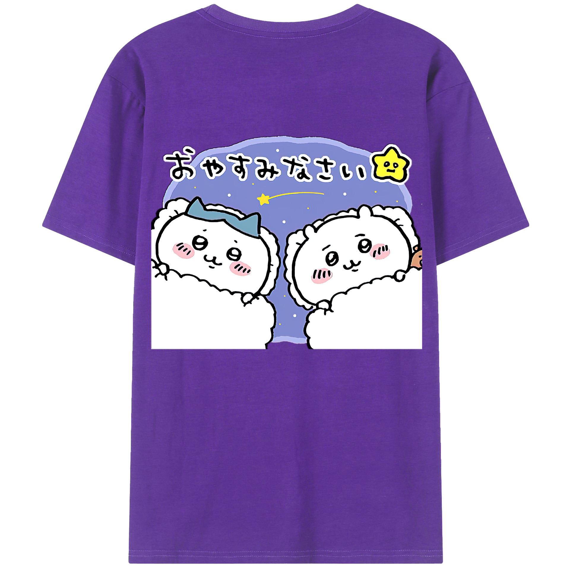 （画像用） ちいかわ ハチワレ Chii-kawa hachiware 綿100％ メンズ半袖Tシャツ（バックプリント） 通気性