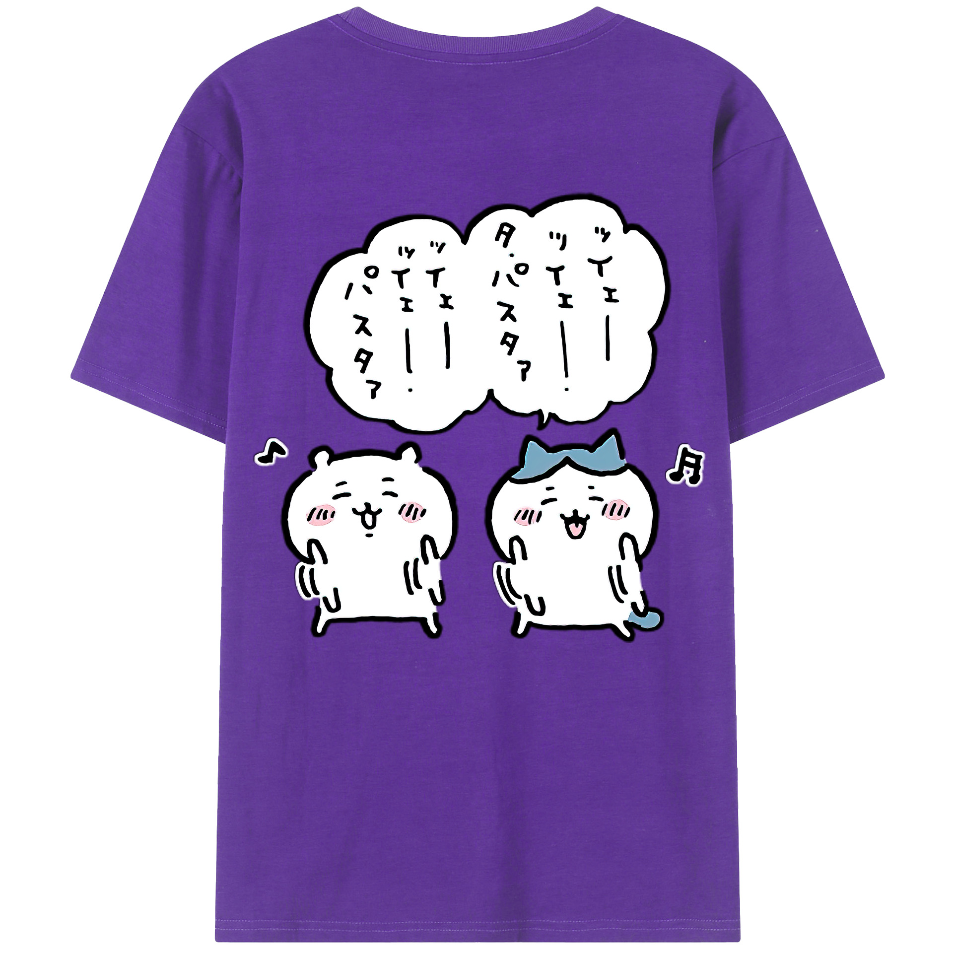 （画像用） ちいかわ ハチワレ Chii-kawa hachiware 綿100％ メンズ半袖Tシャツ（バックプリント） 通気性