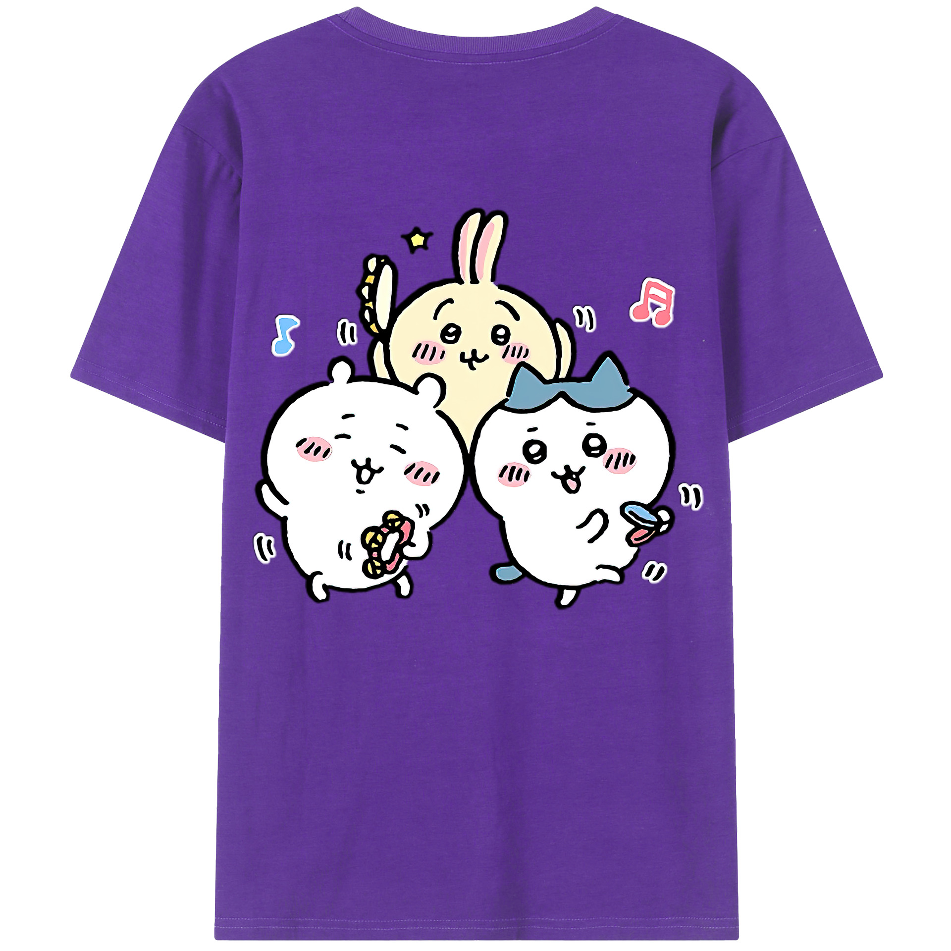 （画像用） ちいかわ ハチワレ Chii-kawa hachiware 綿100％ メンズ半袖Tシャツ（バックプリント） 通気性