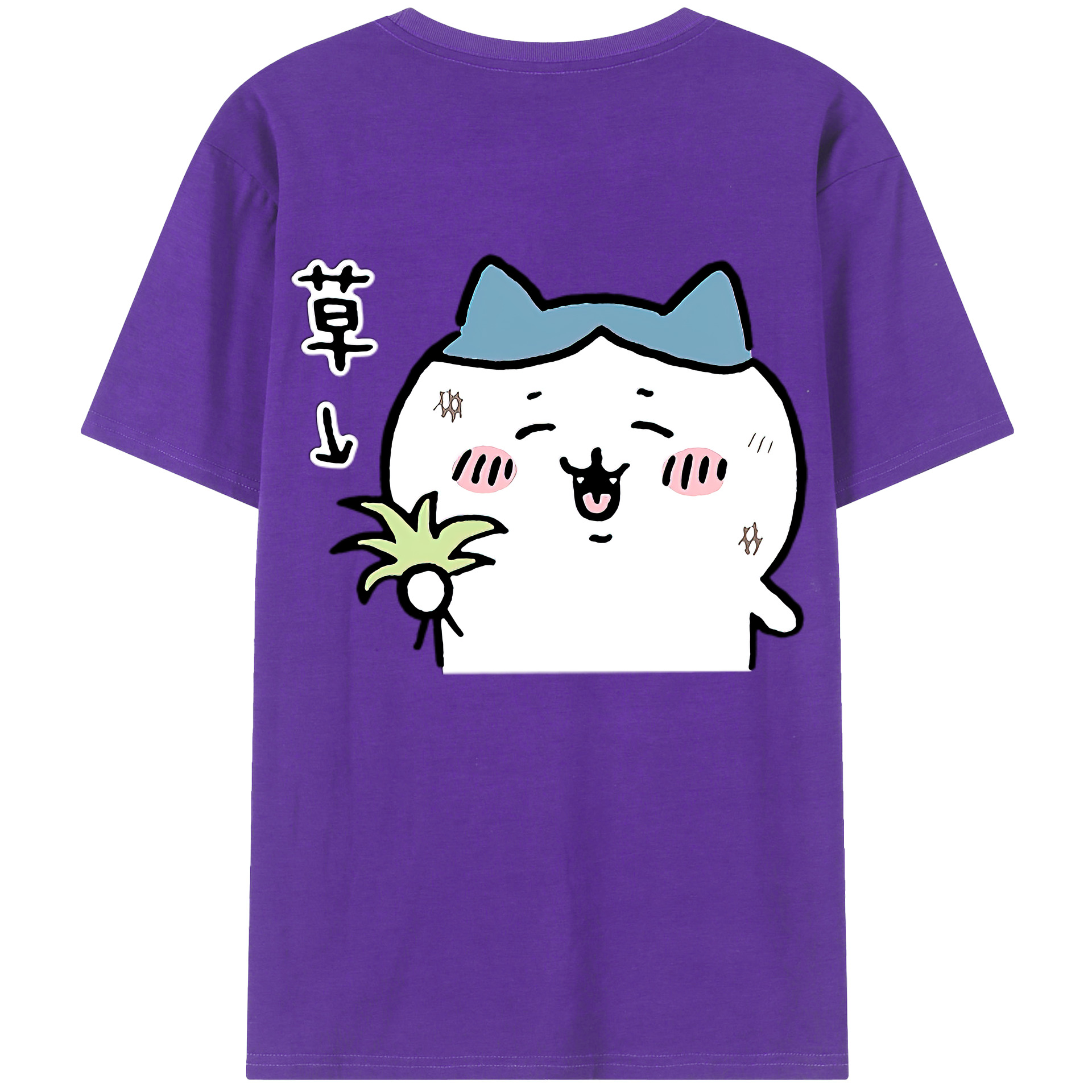 （画像用） ちいかわ ハチワレ Chii-kawa hachiware 綿100％ メンズ半袖Tシャツ（バックプリント） 通気性